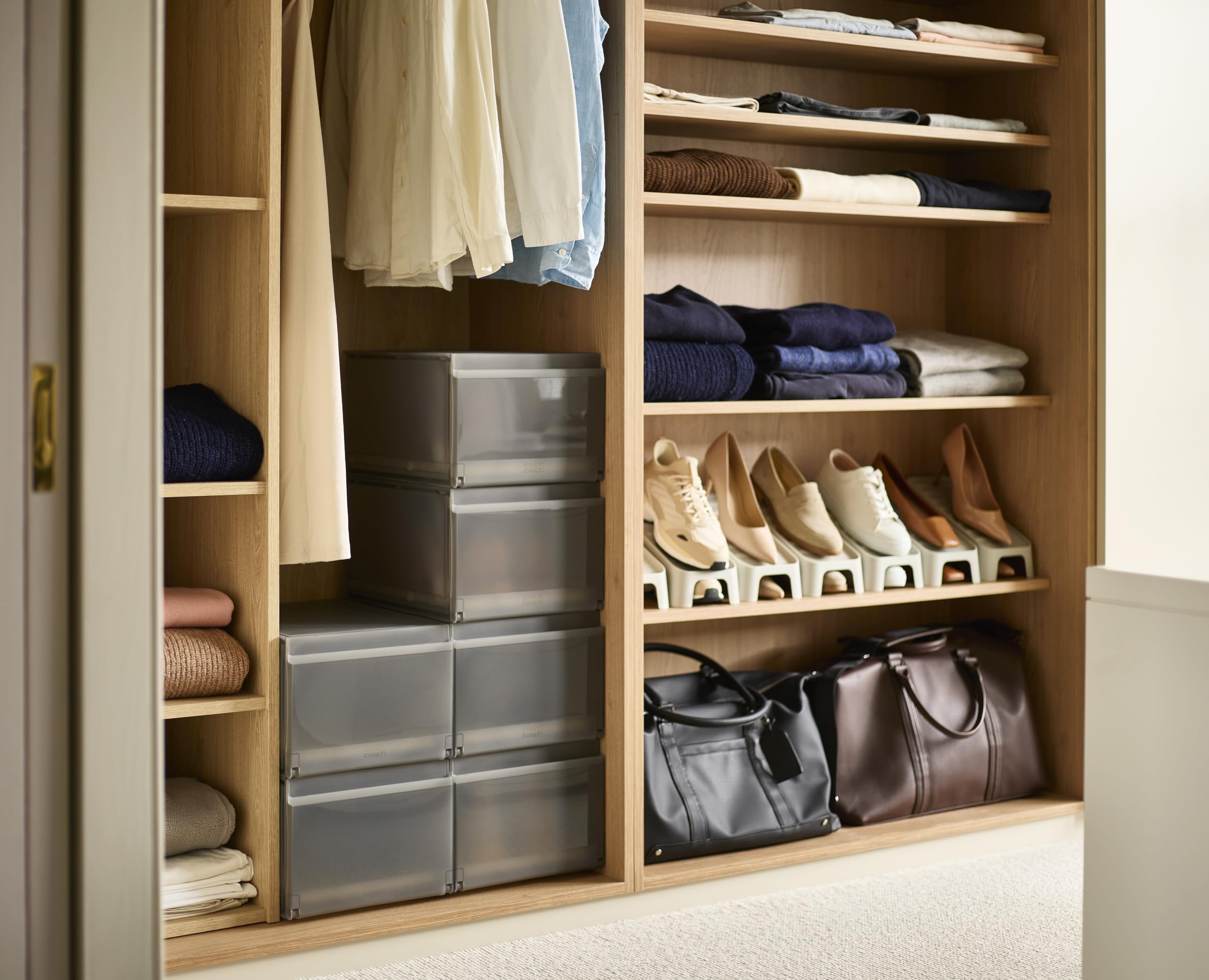 Joseph Joseph ShoeCase Scatole Portascarpe, Base Estraibile, Antipolvere, con Porta, Facile da Montare, Confezione da 6