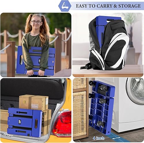 Miniatura 5 de SOYO Camión de mano plegable, carrito de mano resistente de 500 libras, carrito de equipaje plegable portátil de 6 ruedas con 2 cuerdas elásticas