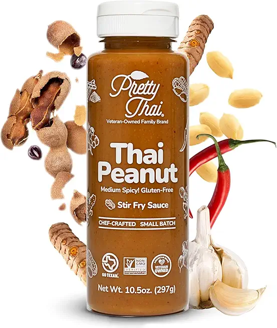 Pretty Thai Peanut Sauce, Gluten Free Certified Non-GMO Vegan Authentic Stir Fry, Dressing, Rice Seasoning, Condiment &amp; Dipping Sauce, 100% Natural