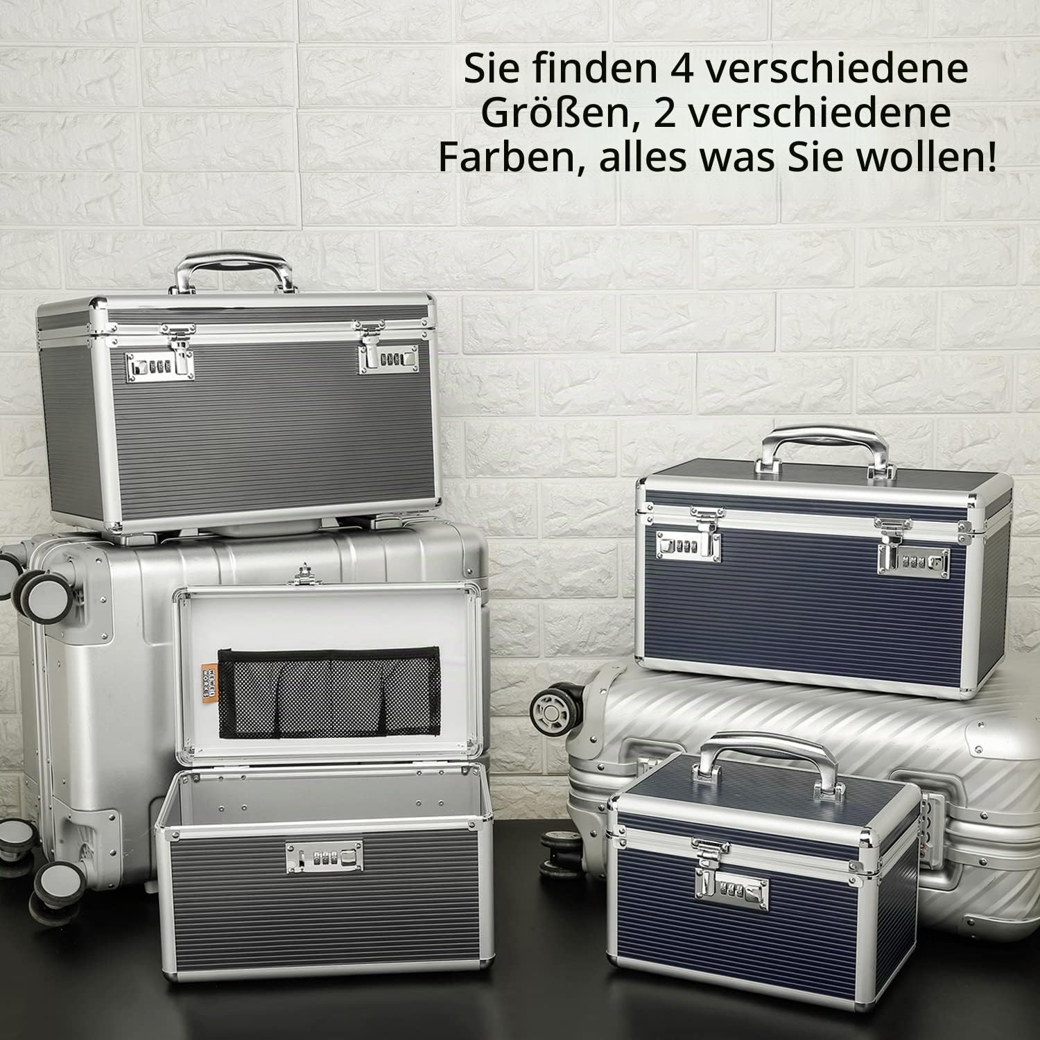 Medikamentenkoffer mit Kombination.Geeignet für die Lagerung von Medikamenten und wichtigen persönlichen Gegenständen. Einschließlich kleiner tragbarer Pillendose (Blau, Medium)