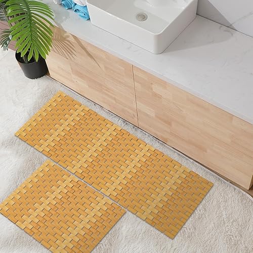 Miniatura 6 de Barydat Juego de 2 tapetes de baño de bambú para bañera larga y grande, antideslizante, tapete de ducha de bambú, tapete de madera impermeable para