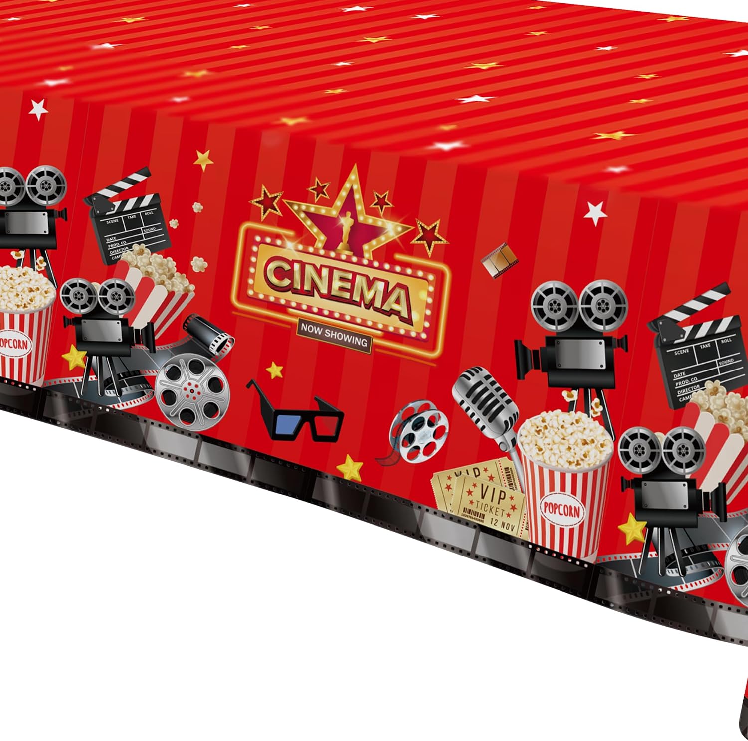 Movie Night Party Tablecloths Supplies, Disposable Movie Party Decorations Table Cover, Red Carpet Awards Ceremony Theme Birthday Table Cloths, 3 Pack, 54in x 108in