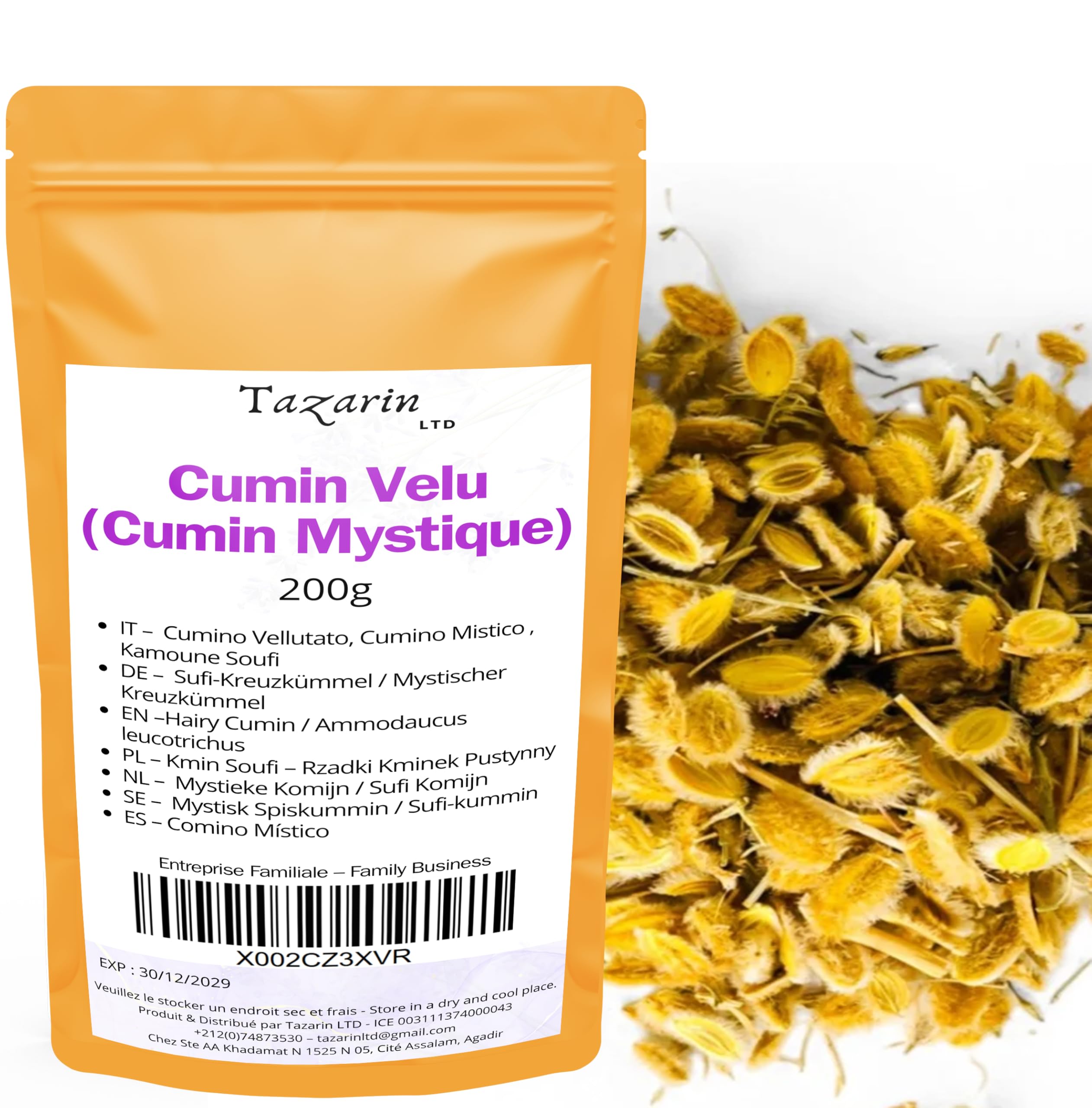 200g Cumin Velu/Kamoune Soufi, cumin Mystique - cumin Soufi - Régulateur Digestif - Anti-inflammatoire Naturel - Détoxifiant - Soulage les Ballonnements -100% Naturel, Qualité Supérieure