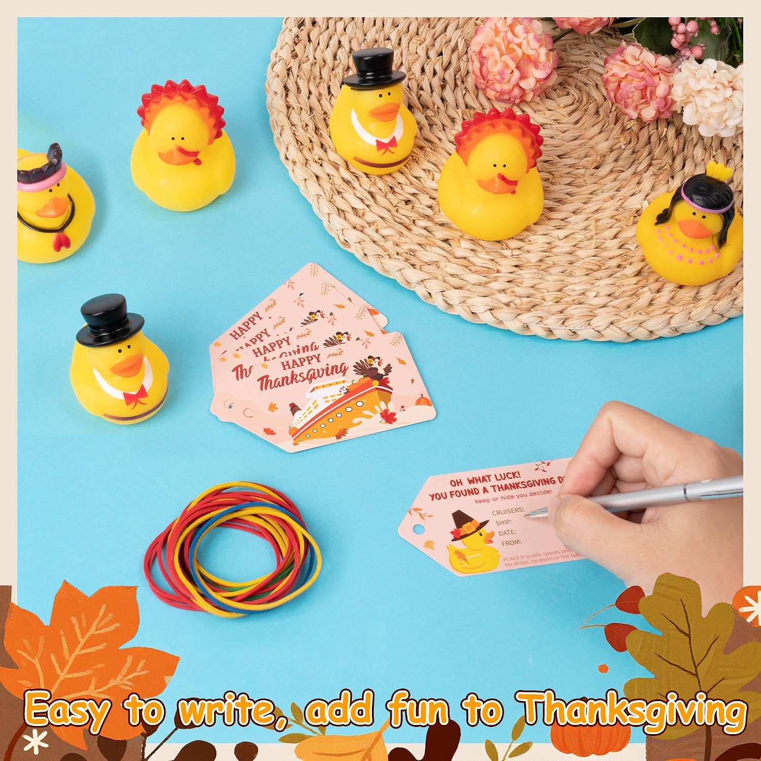 H1vojoxo Thanksgiving Rubber Ducks Bulk - 20 Set Thanksgiving Rubber Ducks for Cruise Ships Novelty Turkey Floating Duckies for Party Decoration, Gift Exchange, Bath Toys, Birthday Gift Party Favor