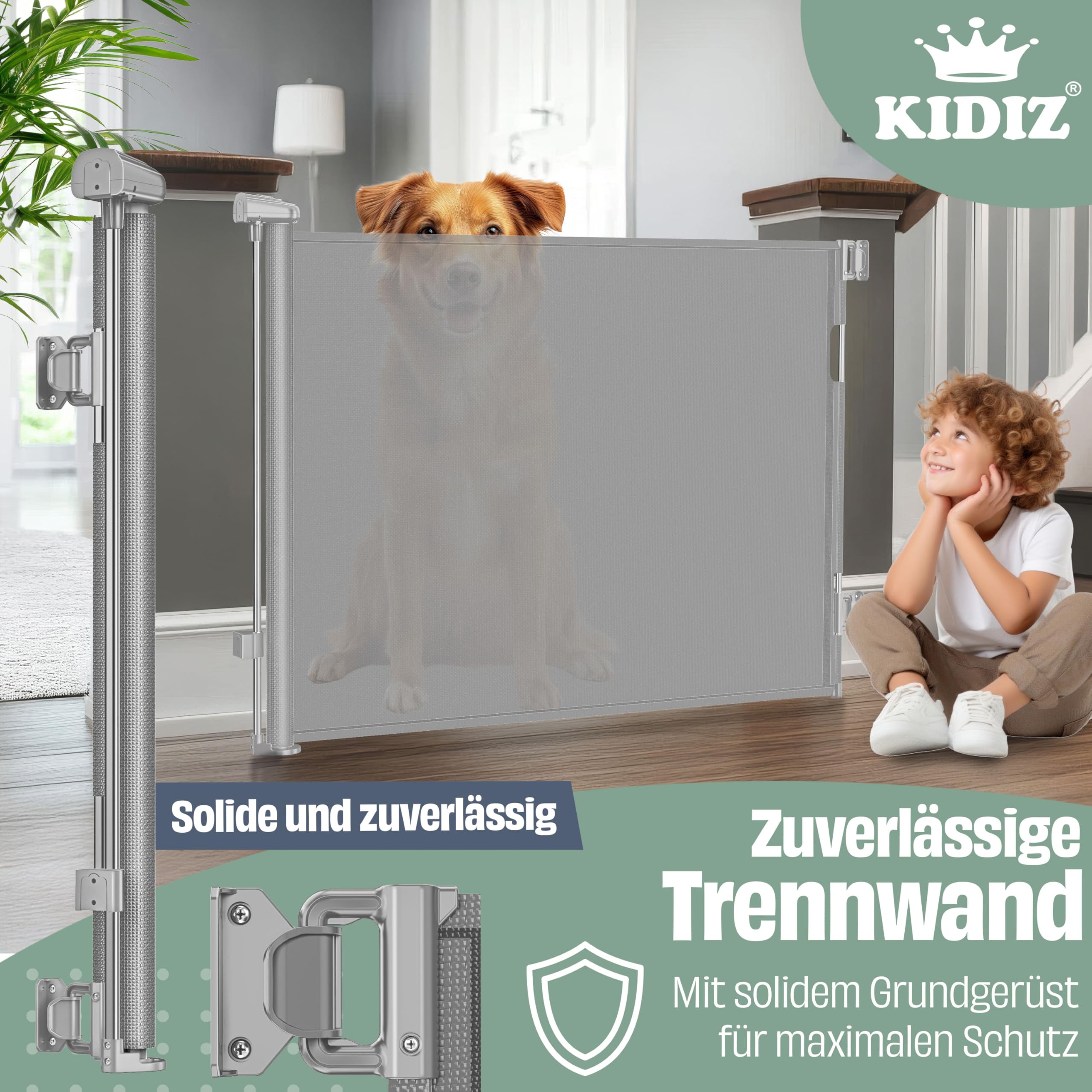 thumbnail: KIDIZ Traphekje Uittrekbaar Tot 140 Cm - Kindveilig Met Eén-Hand Bediening