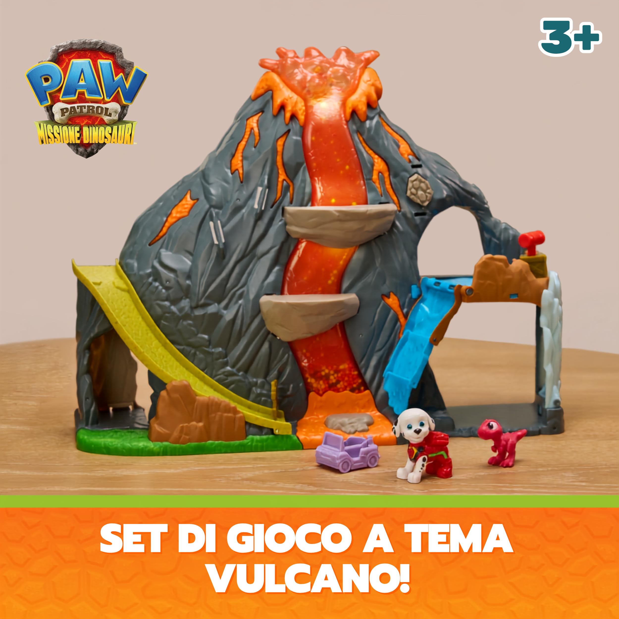 Paw Patrol, Dino Movie, Set di Gioco Super Lava Blast Vulcano, 3+ Anni | Motricità Fine, Vulcano In Eruzione, Missione di Salvataggio, Arrampicata, Gioco Di Fantasia