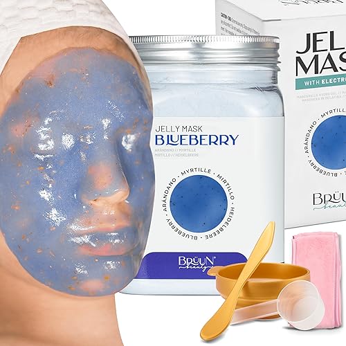 BRÜUN Tarro de gelatina Blueberry Burst Peel-Off Face Care Mascarilla de goma  Un tarro de gel hidratante de 23 onzas líquidas para el cuidado de la