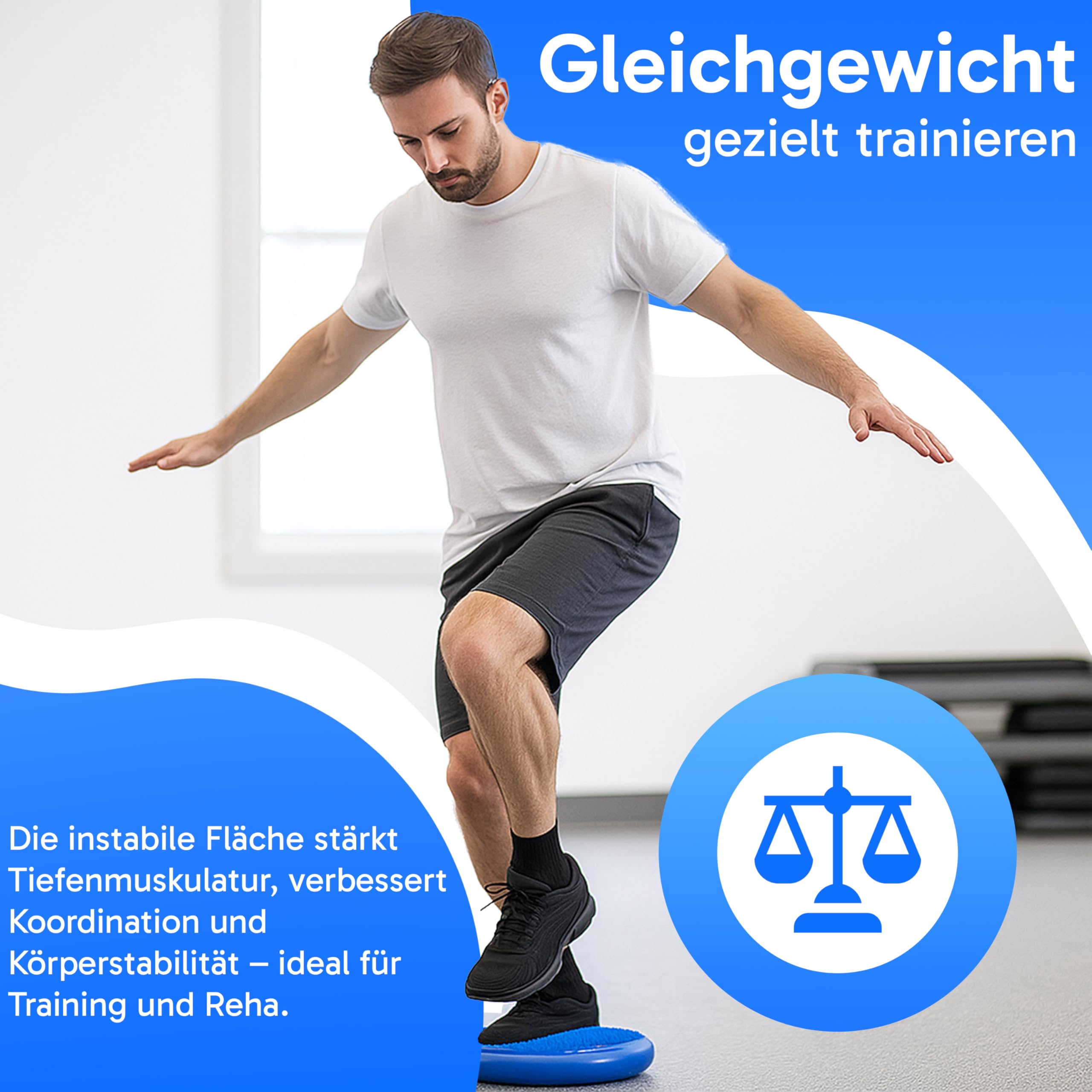 Retoo Coussin d'Équilibre Proprioceptif Ø34 cm avec Picots, Disque Gonflable Antidérapant pour Posture, Fitness, Yoga, Rééducation, Renforcement du Tronc et Relaxation Sensorielle