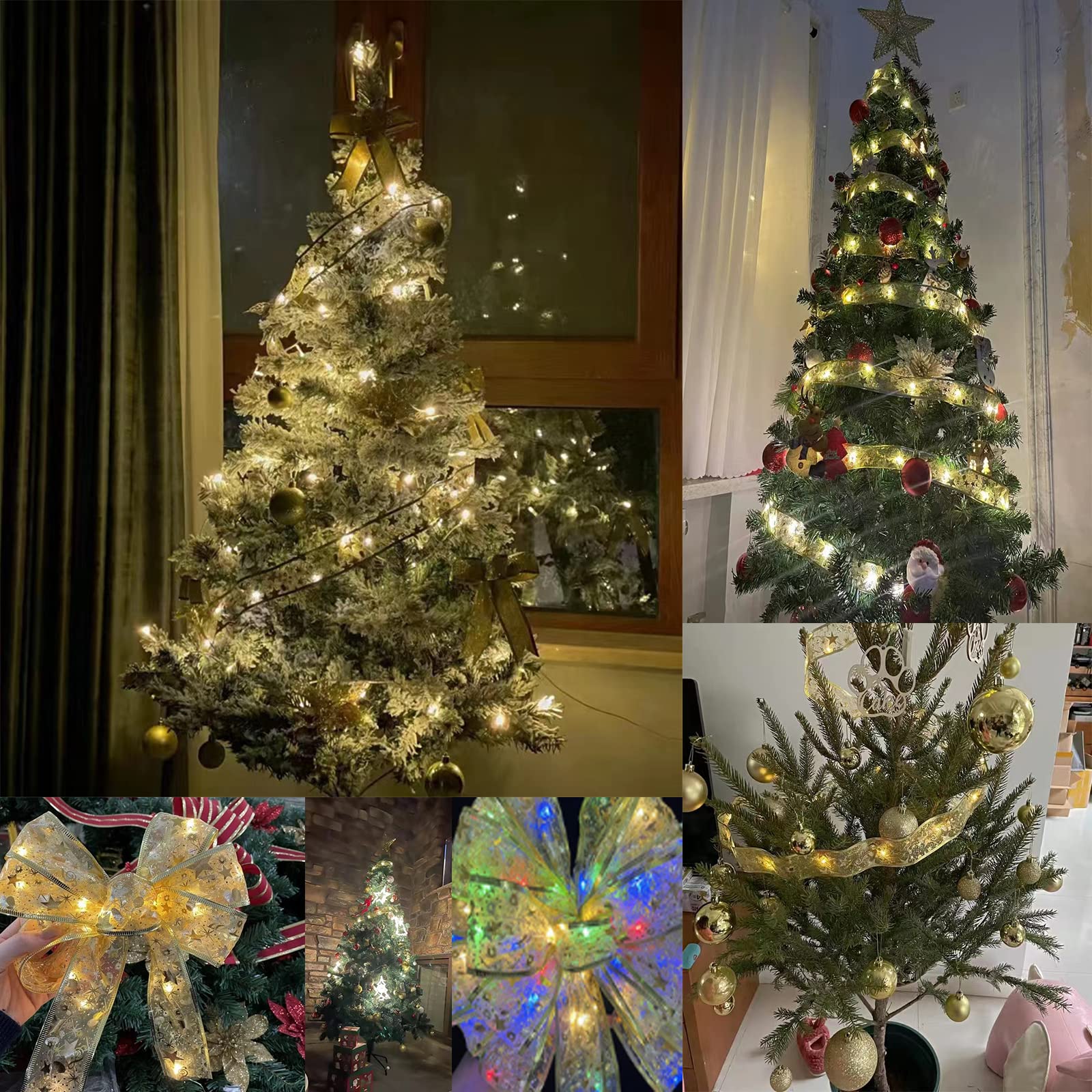 クリスマスツリー ライト リボン イルミネーション オーナメント 5m Amazon.co.jp: ZEZYXUFM クリスマスツリーの飾りリボンライト 5M