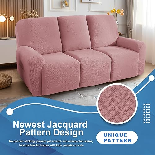 Miniatura 2 de JIVINER Fundas para sofá reclinable, 5 piezas, funda elástica para sofá reclinable con parte inferior elástica, de jacquard, ajustable a tu sofá de