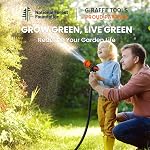 Giraffe Tools Couche de jardin 25 ft, Housse de jardin noir lourd 5/8 po, Hose d'eau en caoutchouc, sans évier, tuyau de jardinage de toit avec raccords hommes à femmes, noir et orange