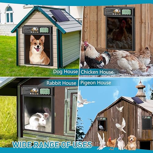 Miniatura 7 de Puerta automática para mascotas, radar de puerta de perro, modos de temporizador y sensor de luz, puerta recargable solar y USB, aluminio duradero,