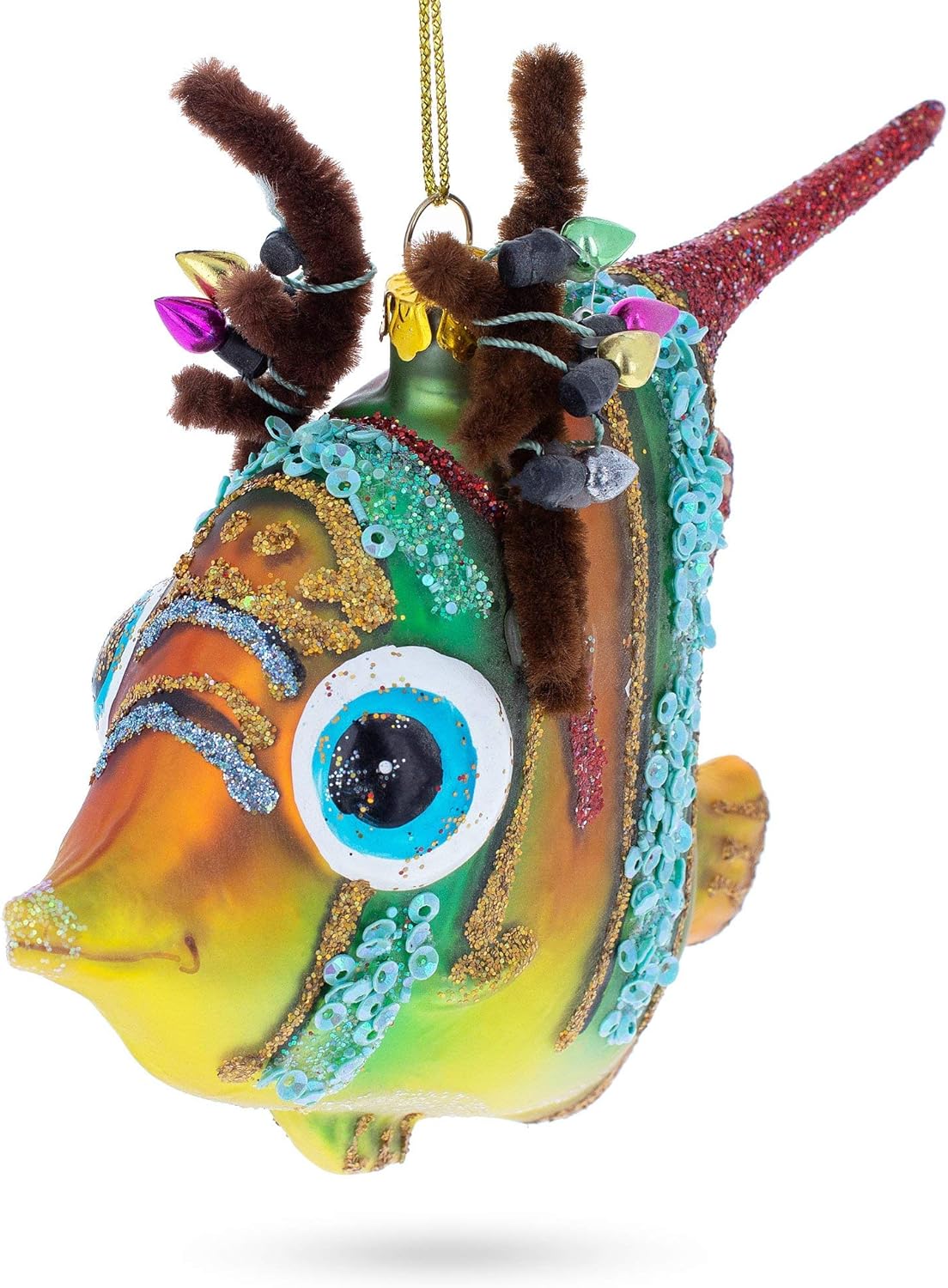 Vibrant Coral Fish Blown Glass Christmas Ornament - Image 2