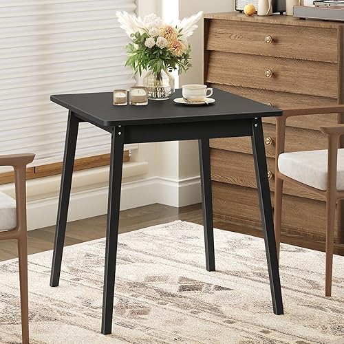 Mesa de Comedor de Bambú HOOBRO, Mesa de Comedor Cuadrada para 2, Mesa de Cocina de 27.6" para Espacios Pequeños, Mesa de Escribir, Fácil de Montar,