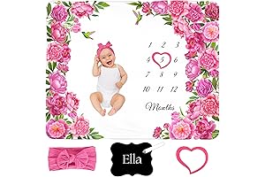 Gorgeous Personalized Floral Milestone Blanket for Baby Girl