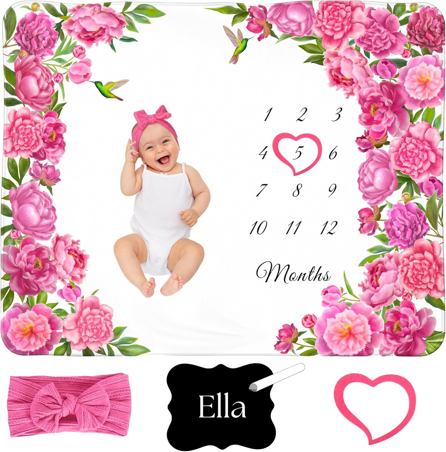 KEMINA BLANKETS Milestone Blanket for Baby Girl