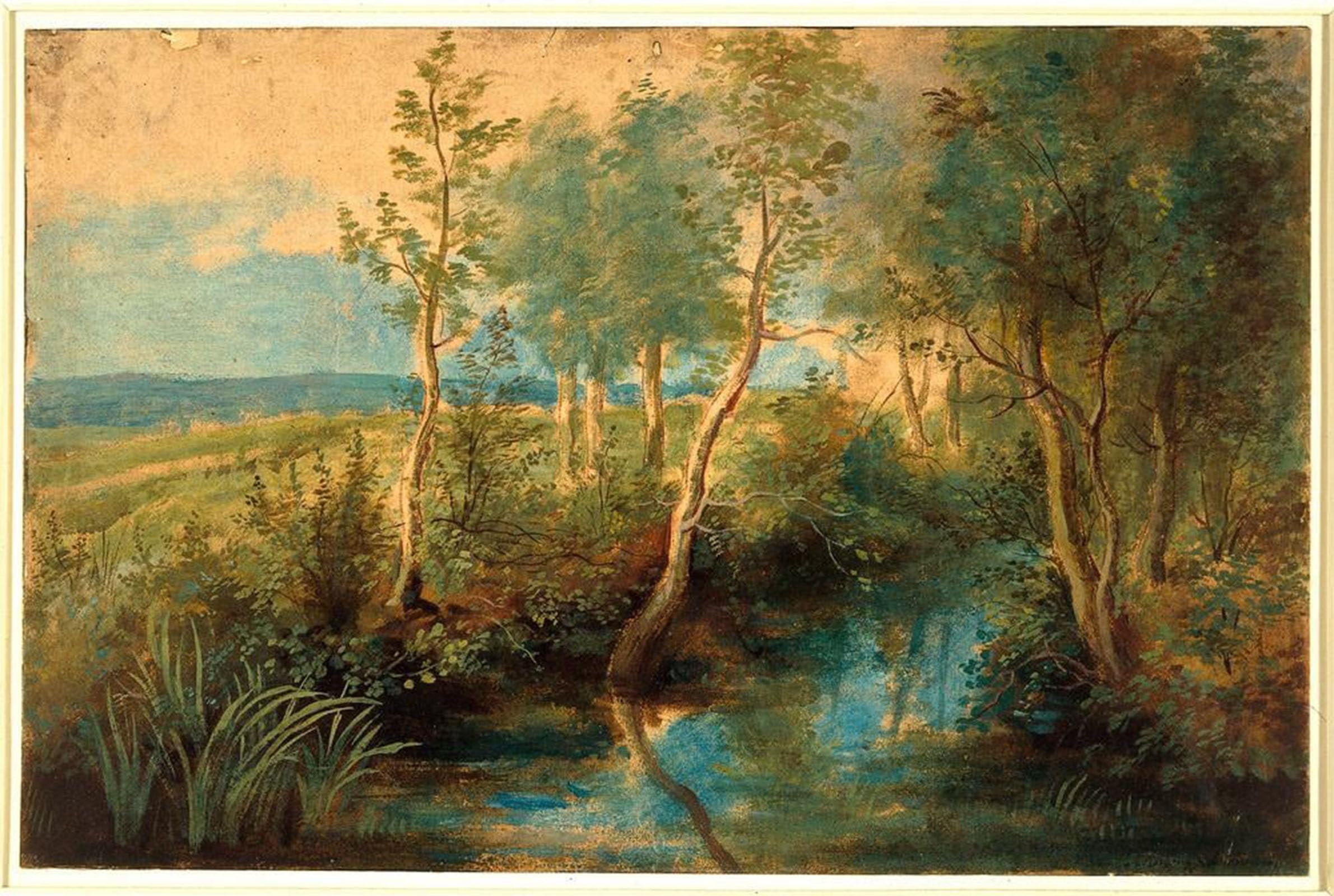 SERENDIPITP Vintage Picture Print on Canvas Wall Art Poster Landscape with Stream Overhung with Trees by Peter Paul Rubens Artwork Print Poster for Wall Decor 60x90cm