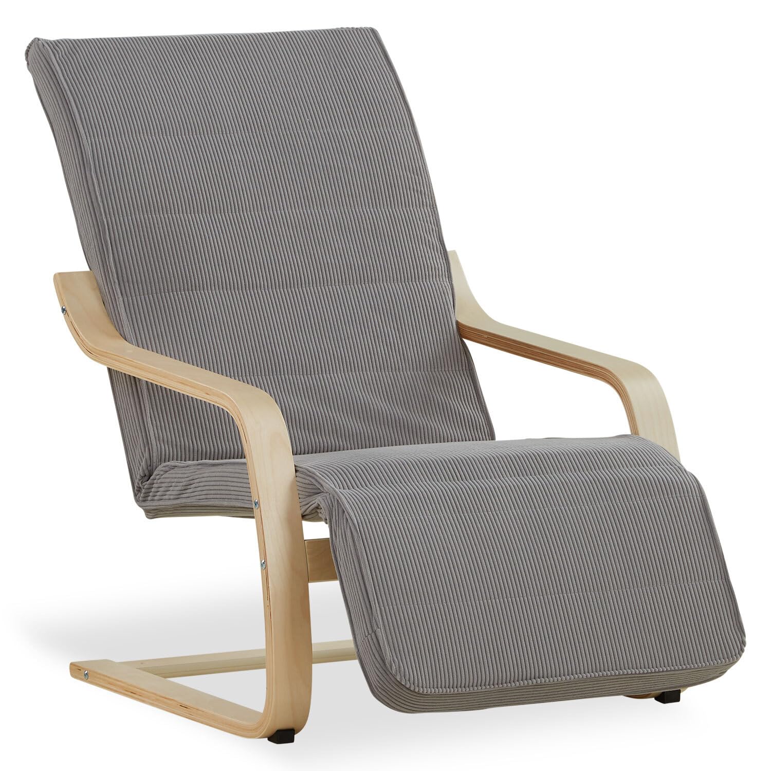 Homestyle4u Sessel mit Liegefunktion - Schwingsessel Grau, Holz