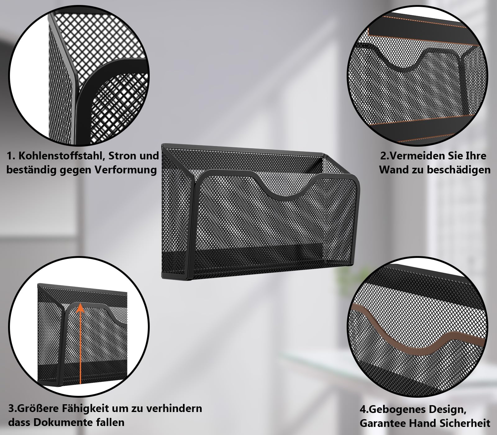 EKNITEY Magnetischer Aktenhalter - Aktenordner ohne Bohren, magnetisch Zeitschriftenständer zum Aufhängen für Büro und Zuhause,3 Stück