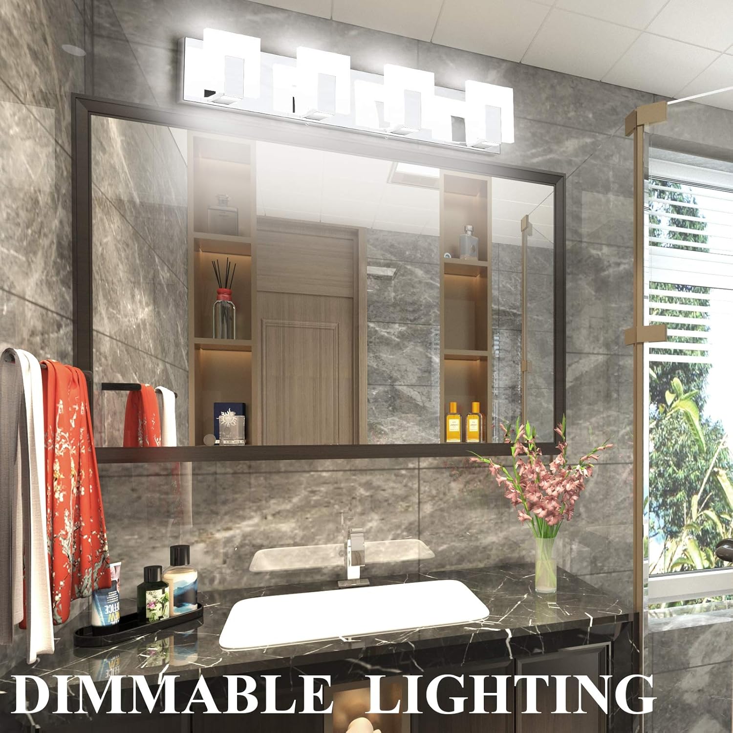 Buу 1 gеt 1 🔥 Aipsun 4 Lights Dimmable Modern LED Vanity Light for Bathroom Frosted White Acrylic Chrome Up and Down Bathroom Wall Light Fixtures Over Mirror(White Light 6000K) Gеt Sресіаl Prісе Aipsun 4 Lights Dimmable Modern LED Vanity Light for Bathroom Frosted White Acrylic Chrome Up and Down Bathroom Wall Light Fixtures Over Mirror(White Light 6000K)