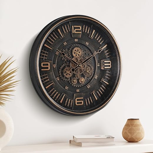 20" Bronze Large Moving Gear Wall Clock