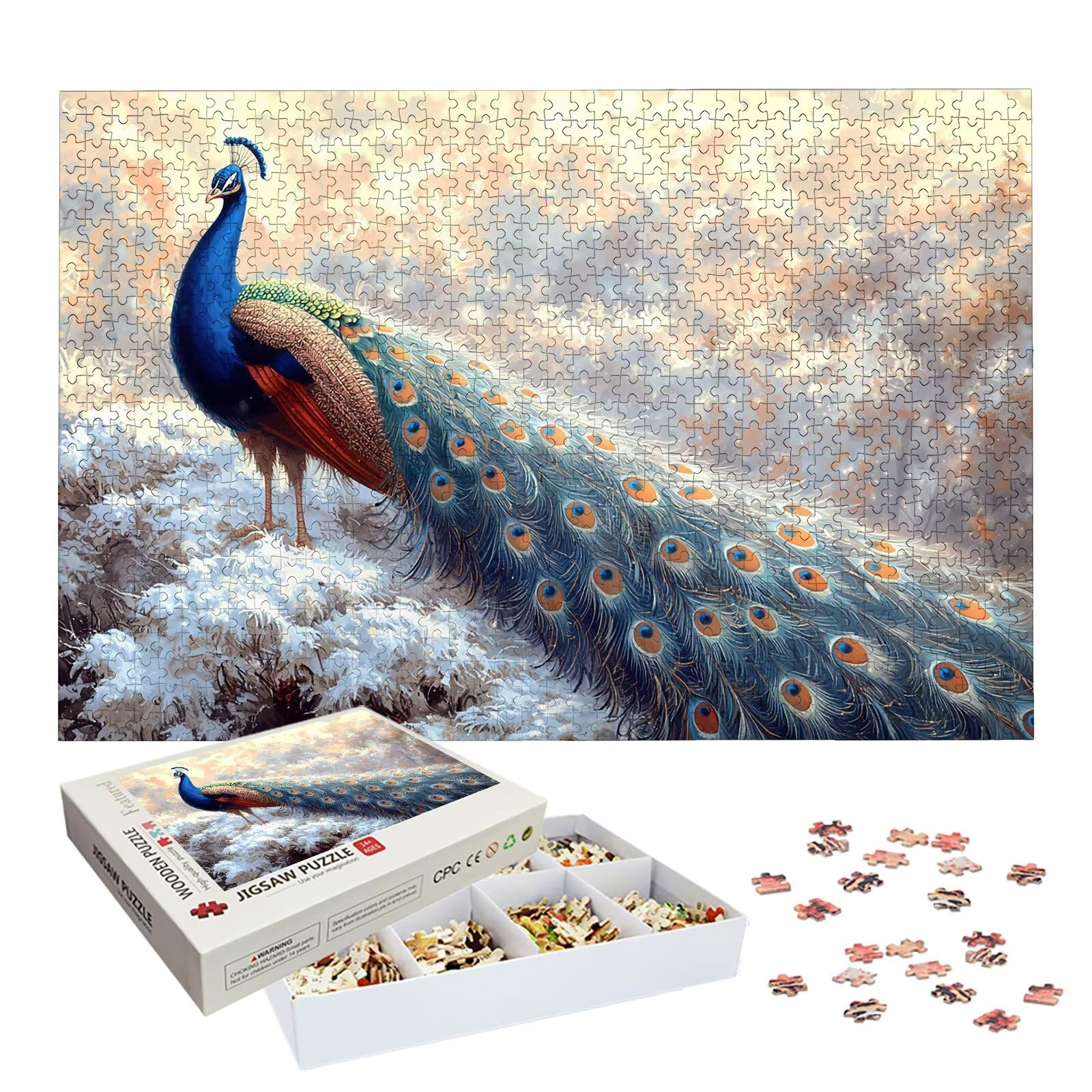 Puzzle 4000 Pezzi Pavone, Puzzle Animale 4000 Pezzi Arte per Adulti e Bambini, Misura: 141.5x87.5 cm, Puzzles Legno per Adulti con Squisita Scatola di Imballaggio, Regalo Donna, Regalo Uomo, -8769