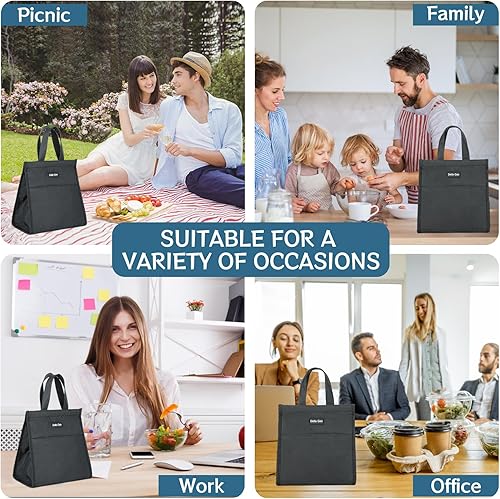 Miniatura 7 de Della Gao Lonchera térmica para mujeres y hombres, lonchera pequeña impermeable, bolsas de almuerzo reutilizables para el trabajo, fiesta, viajes y