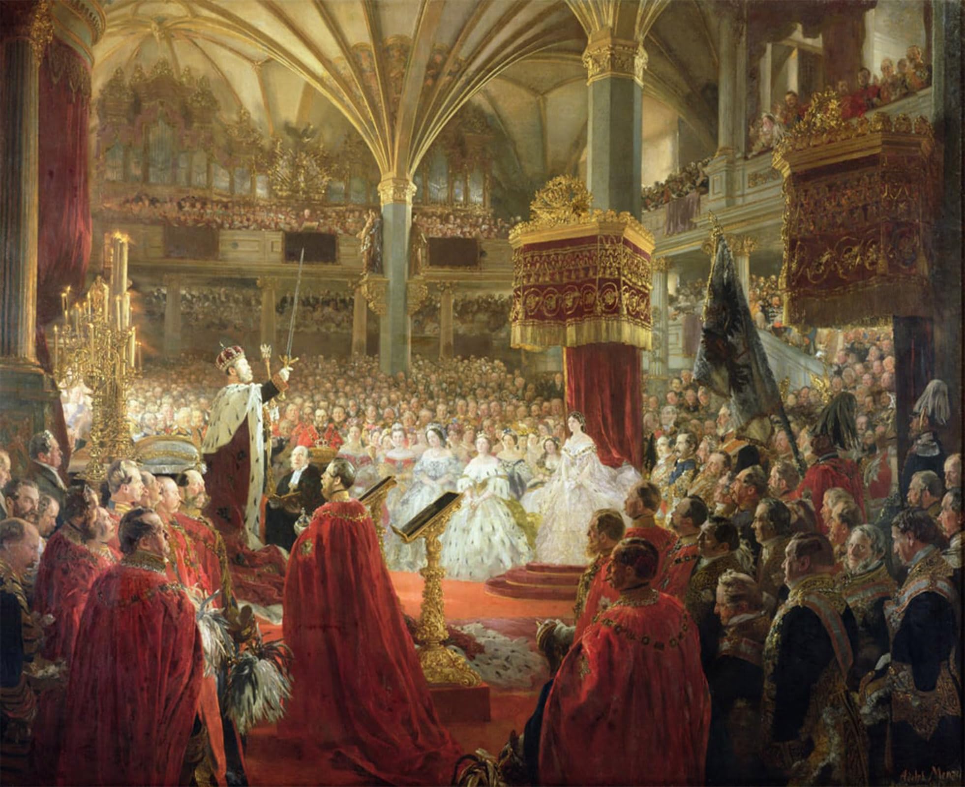 SERENDIPITP Abstract Painting Mural Print Picture Wall Decor Painting The Coronation of King William I in Koenigsberg in by Adolph Menzel Vintage Wall Artwork for Home Decor 60x90cm