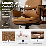 HomeZeer Brown Office Chair, Memory Foam Seat Mid Century Modern Desk Chair | 3.9" Sloped U-Shaped Memory Foam Cushion, Granular Linen Fabric, Lumbar Support, 1.2mm Sturdy Metal Tube, 400LBS Capacity