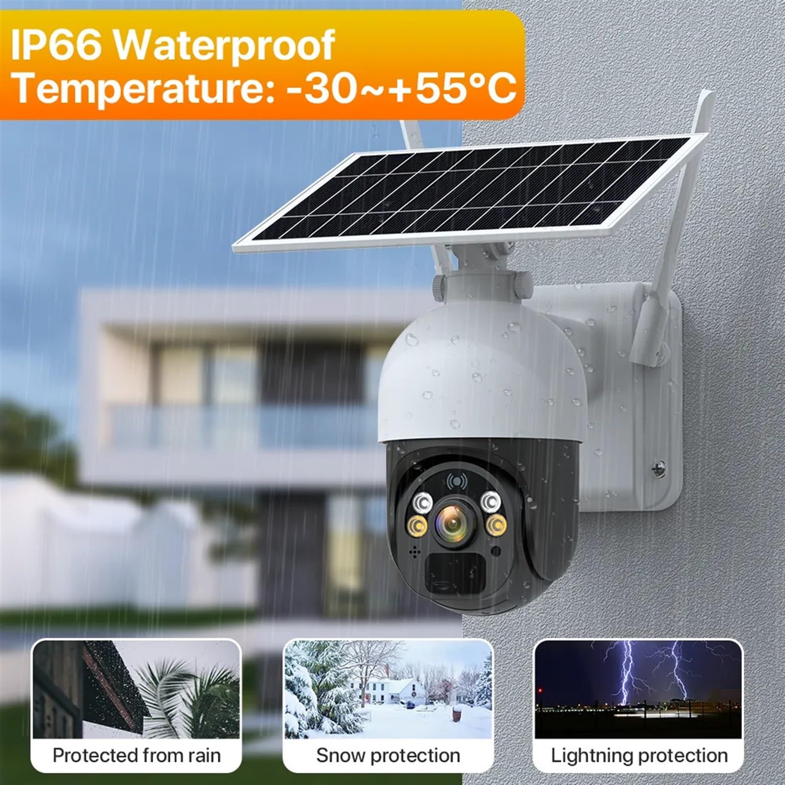 cámara de seguridad gran angular, Cámara Solar Con Tarjeta SIM 4G, Batería Integrada, Cámara IP For Exteriores, 2K, WIFI, Cámara PTZ De Seguridad Inalámbrica, Vigilancia De Movimiento PIR con diseño d