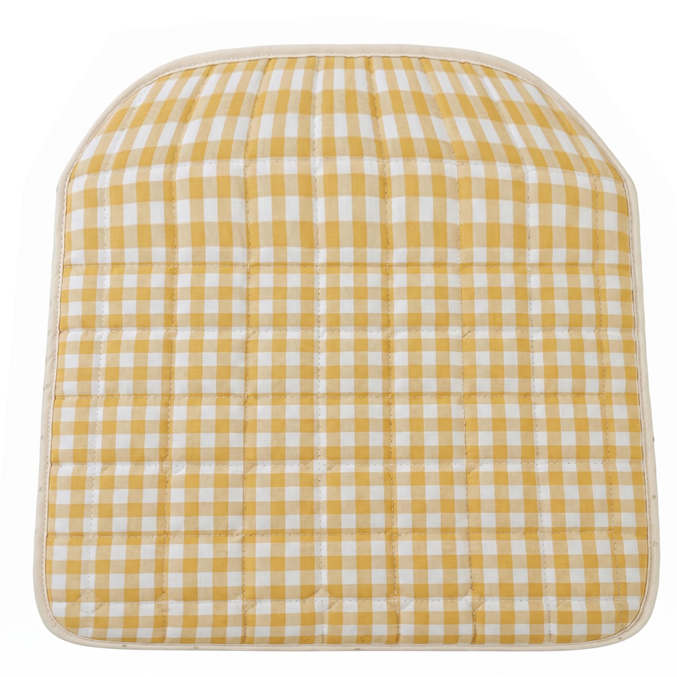 Yeaxxsqy Gingham Chair Cushions With Ties: Cotton Gingham Seat Cushions, Washable Non-slip Seat Pads, Yellow, 15.75x16.93 Inch