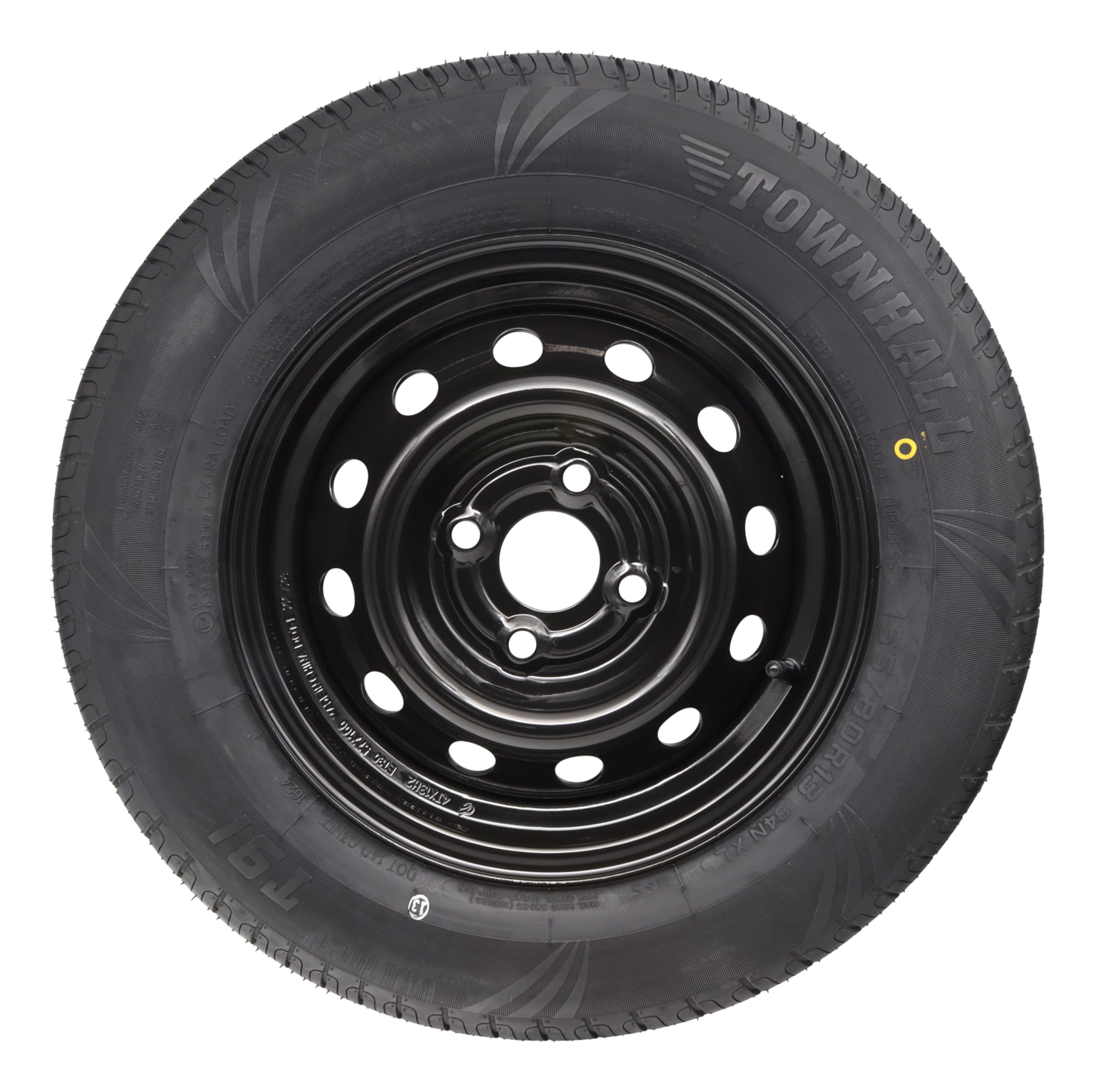 Ruota completa 155/80R13 84N 100 x 4 cerchione rimorchio auto 4Jx13 pneumatico 4 fori nero 155 80 R 13