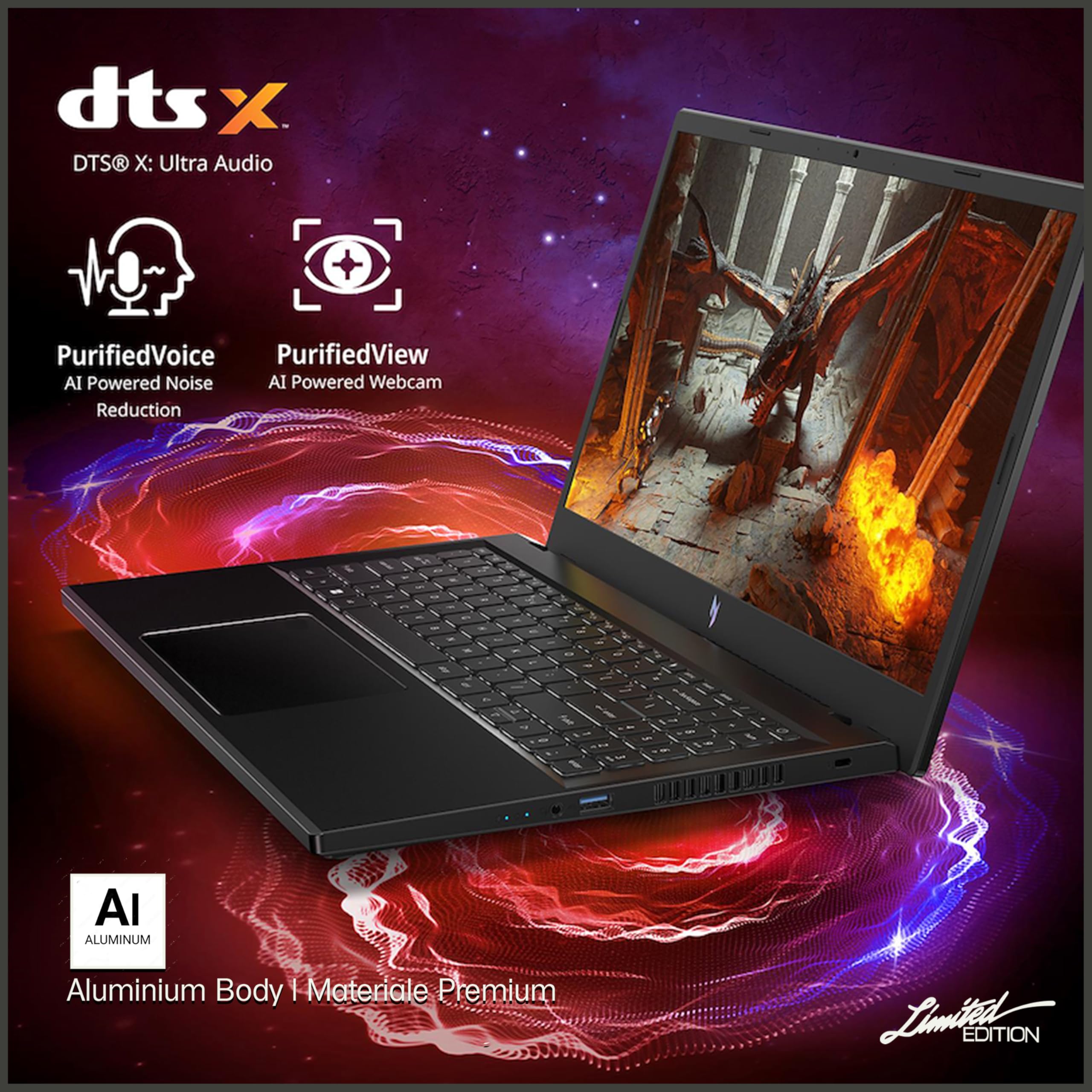 acer Notebook Gaming Nitro, Intel Core i9-13900H, RAM 32GB DDR5, SSD 1Tb(512GB X 2), 15.6" FHD IPS 165Hz, NVIDIA GeForce RTX 4060 8GB GDDR6,Wi-Fi 6, Thunderbolt 4.0, Win 11, ready to use