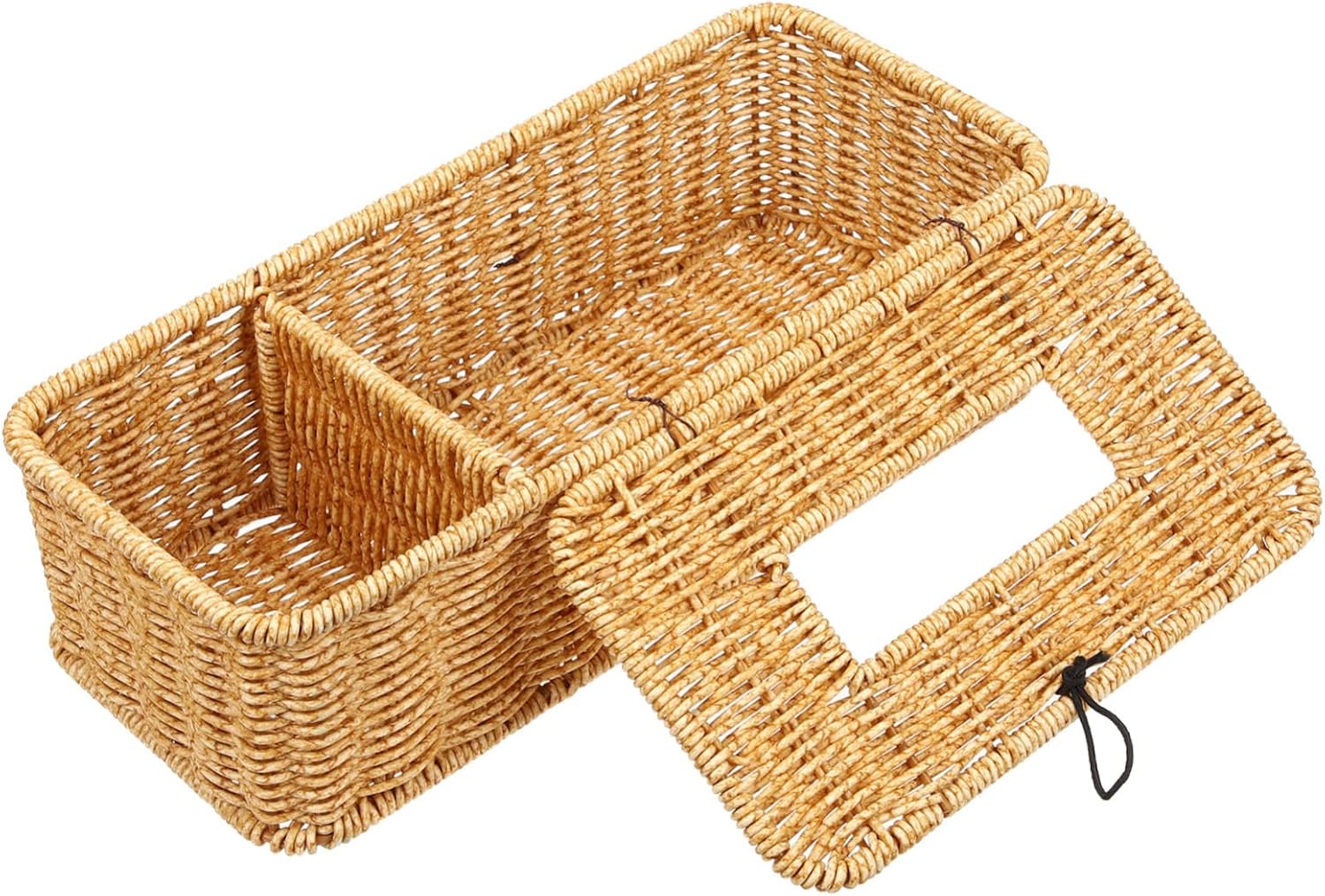 Cabilock Elegant Tissue Case Multifunctional Rattan Storage Box for Kitchen Napkin Holder Cover for Home Decor
