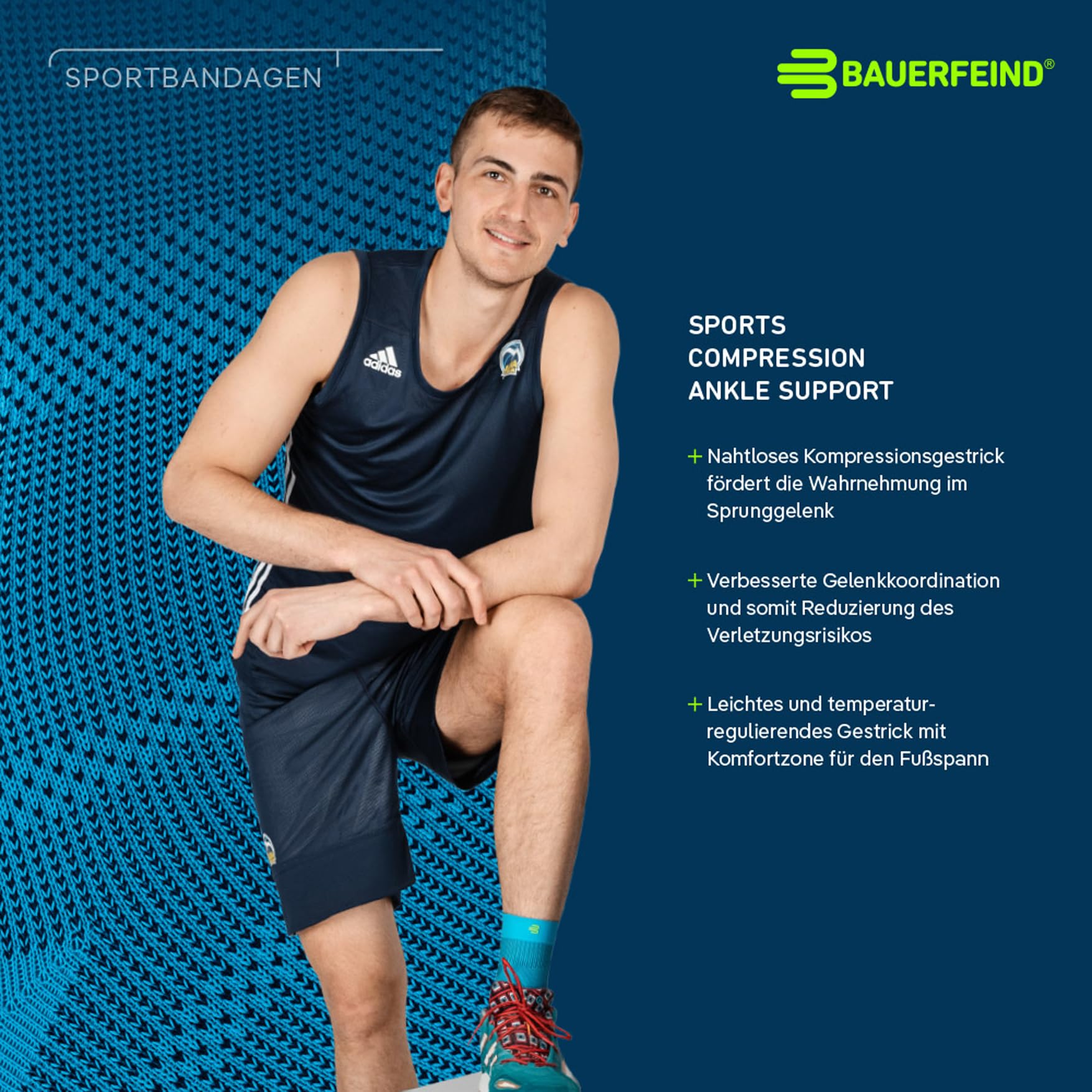 Bauerfeind Funda para el tobillo "Sports Compression Ankle Support", 1 tobillera unisex con compresión, protección para el tobillo para correr, fitness y deportes de pelota, portátil a la derecha e