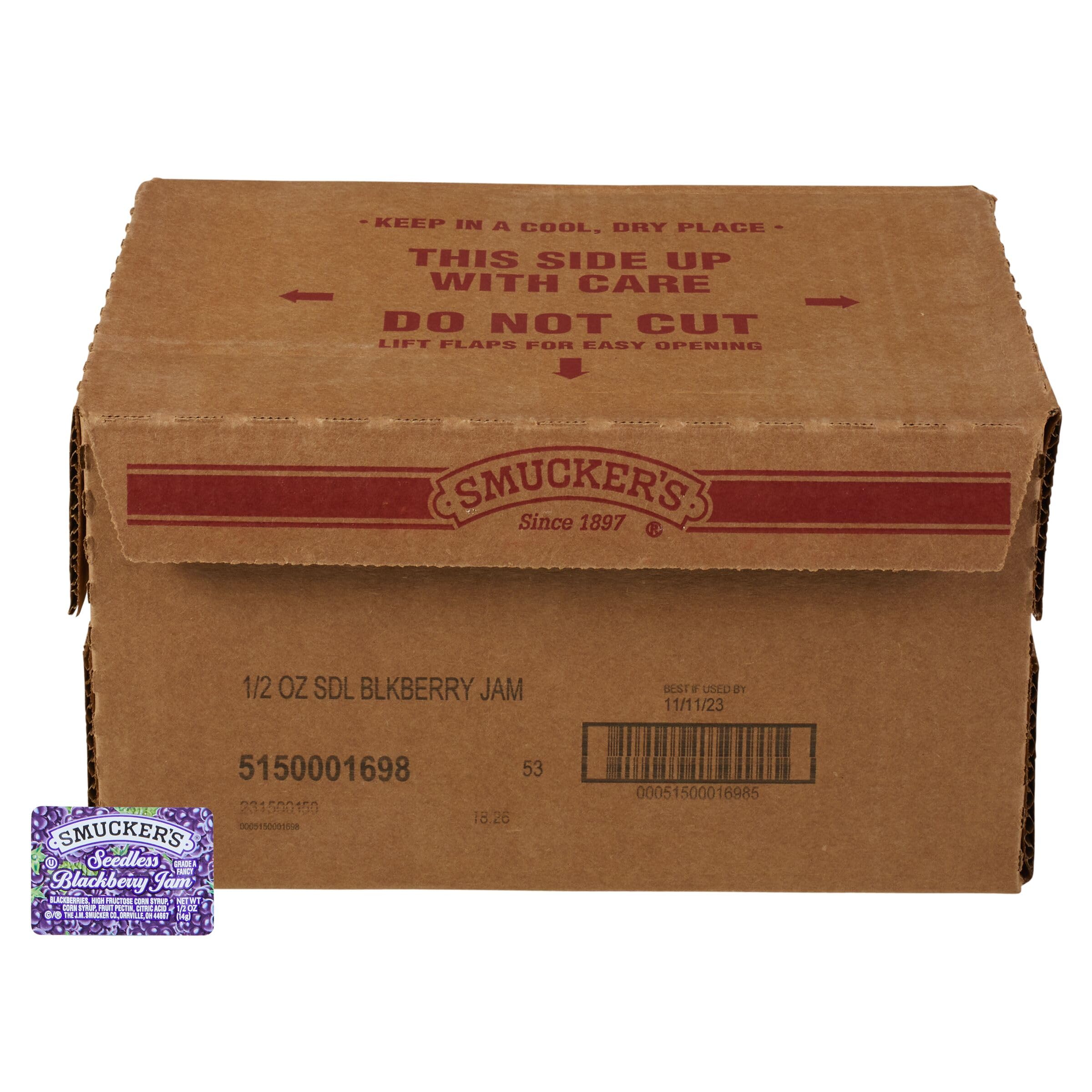 Smucker's Seedless Blackberry Jam, Portion Control, 0.5 Ounces