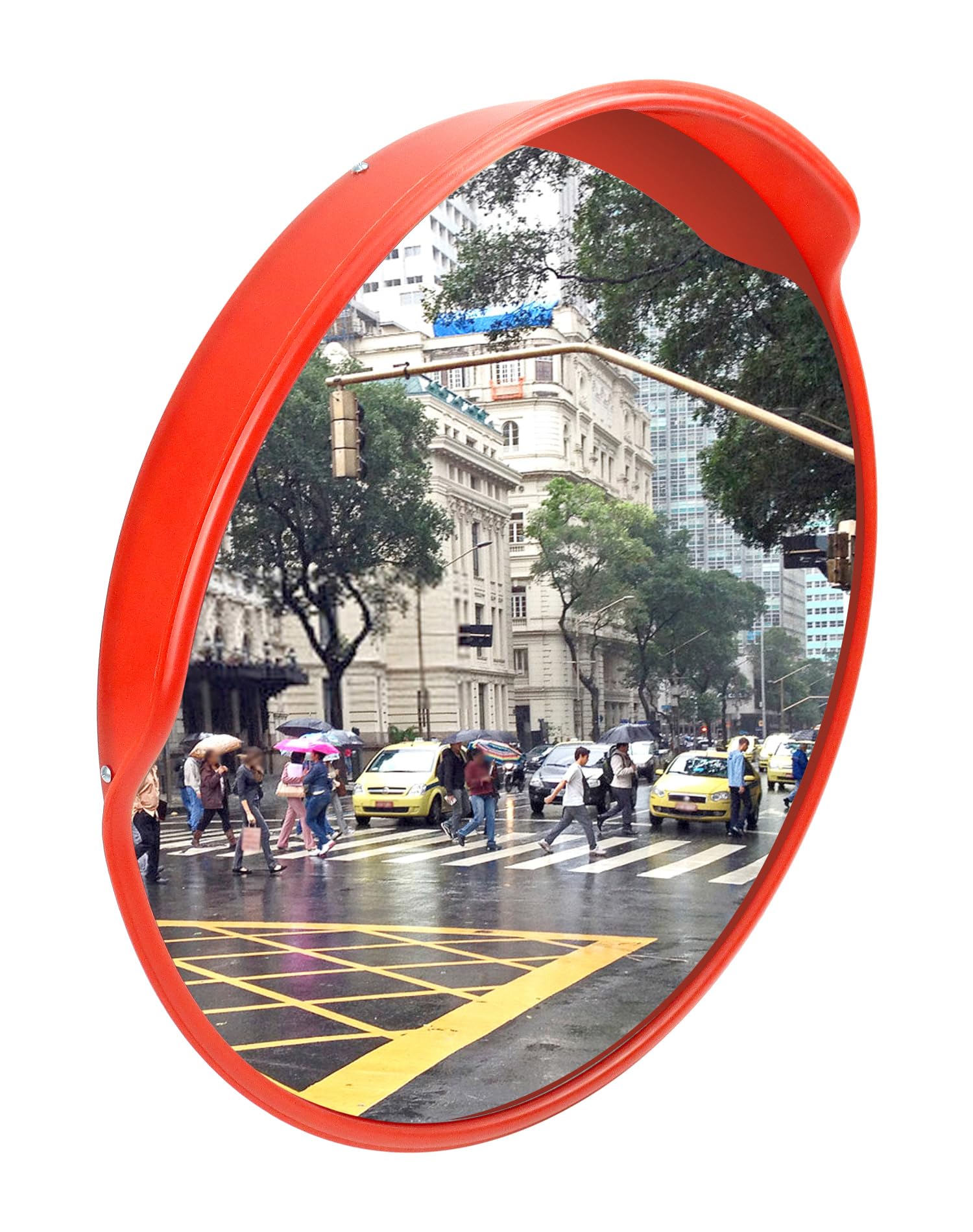 QWORK® Espejo Convexo Espejo de tráfico Espejo de Seguridad para Entradas, Almacenes, Garajes, Ø60 cm Curvatura de 270°, Incluye Accesorios de Montaje