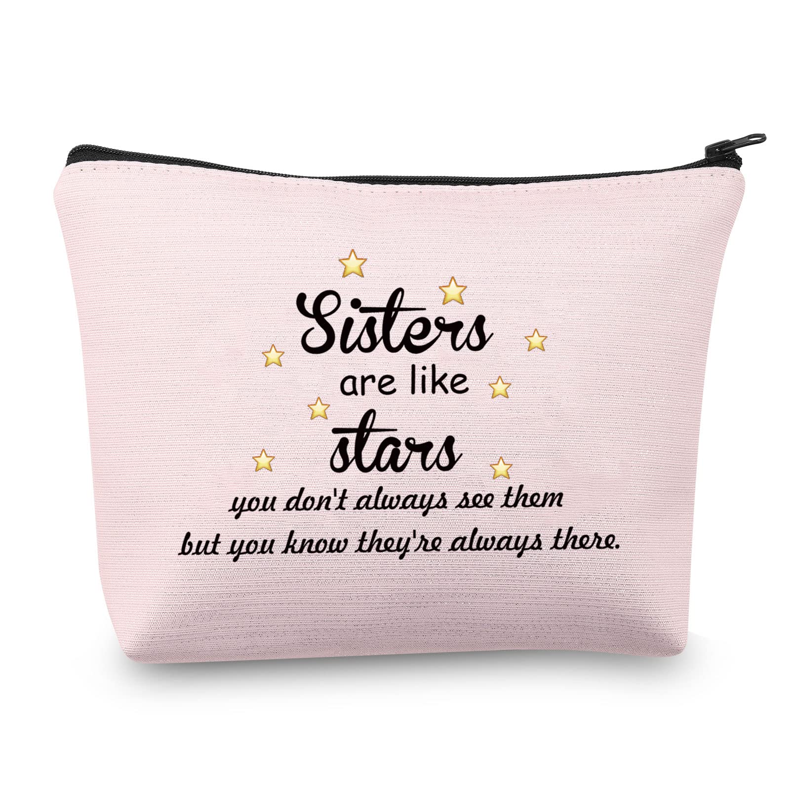 MBMSO Sister Cosmetic Bag Sisters are Like Stars Makeup Bag Sister Gifts from Sisters You don't always See Them but You Know They're always there (Sisters are Like Stars bag pink)