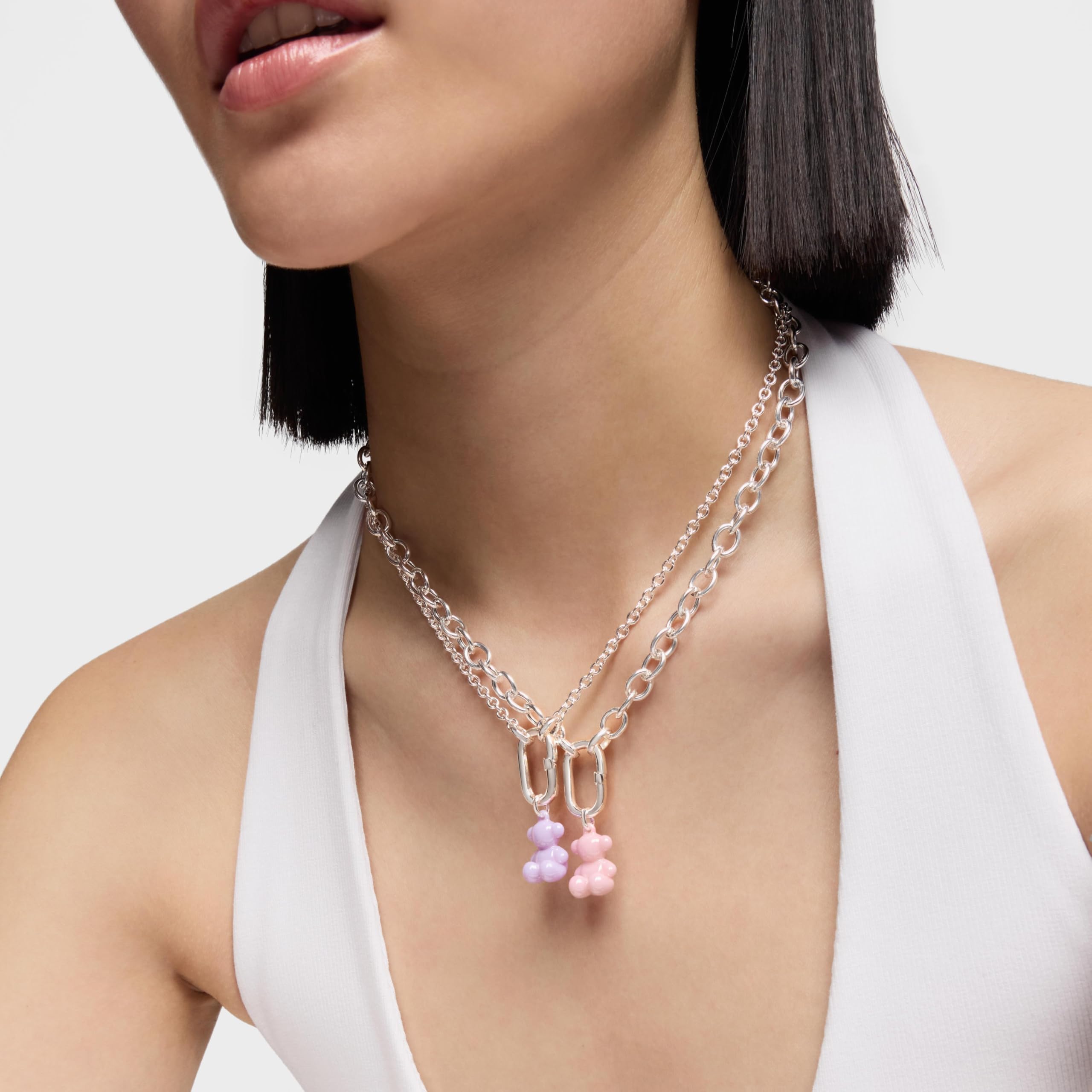 TOUS Colgante oso de plata y cerámica rosa, Para Mujer, Colección Bold Bear