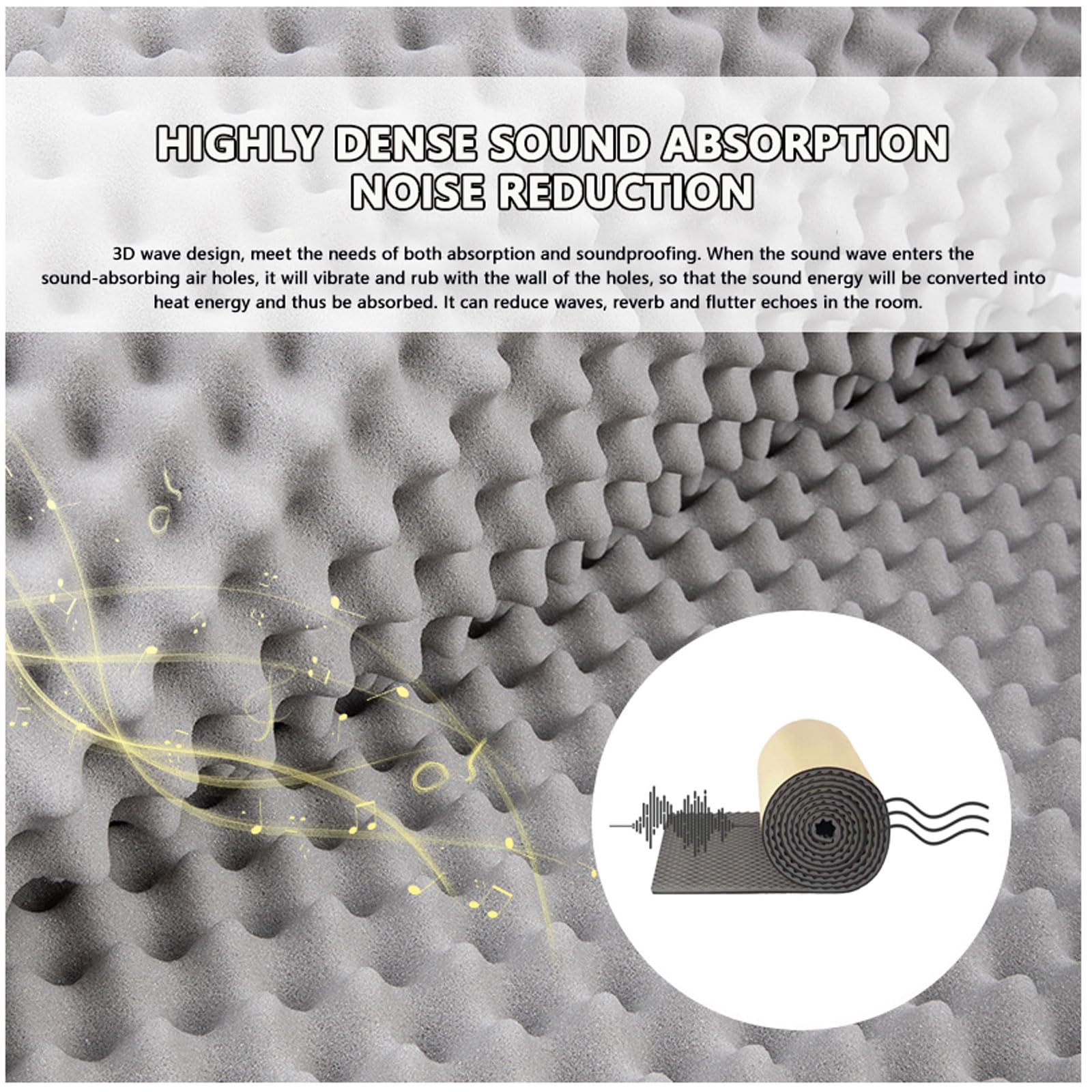 Akustikschaumstoff Selbstklebendm Pyramide Schallschutzmatte Noppenschaumstoff, Hochdichte Schalldämmung Akustikpaneele für Aufnahmestudios Tonstudio Büros(Size:1m x 10m,Color:Beige)