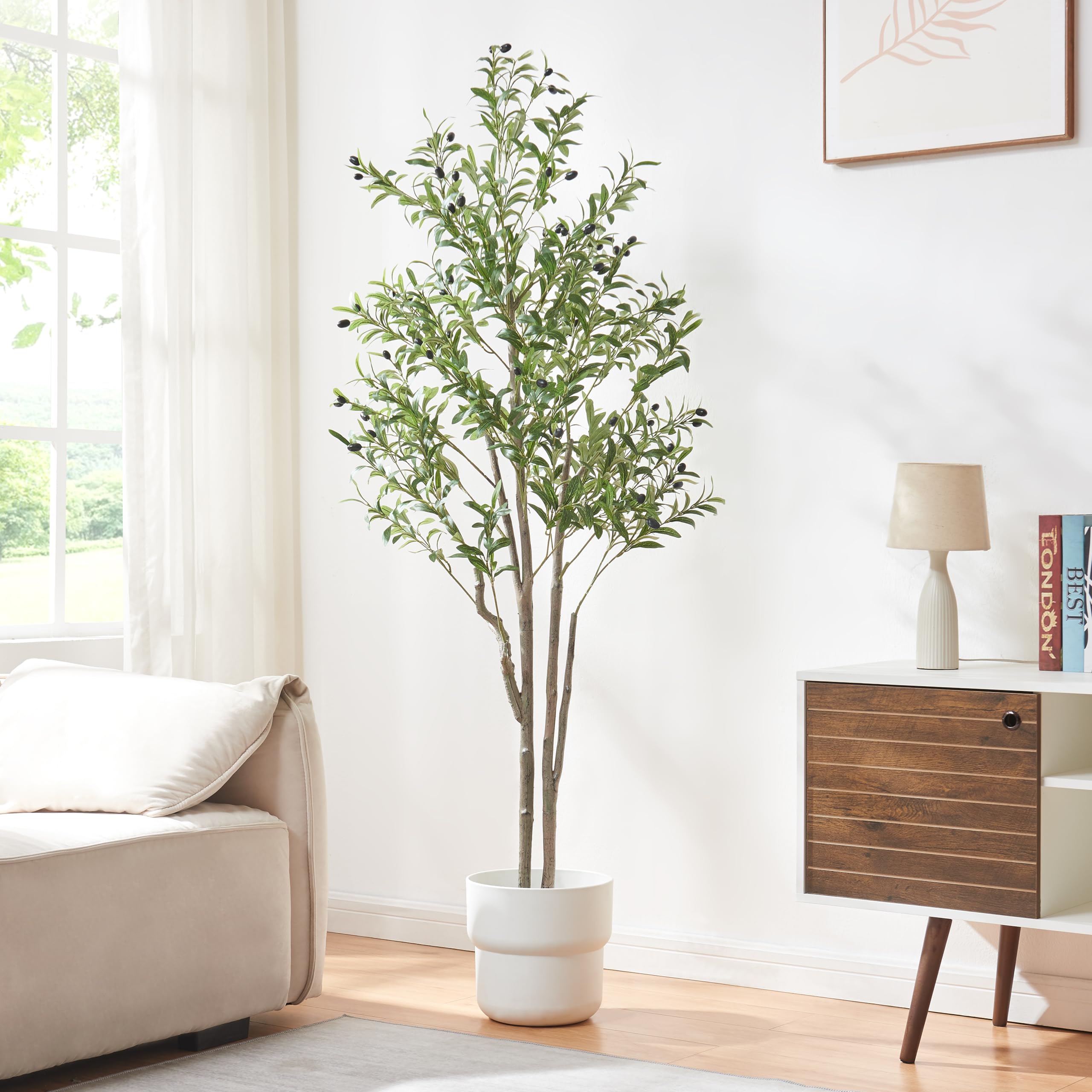 Panana Artificial Plant Set of 2 Olive Tree,180cm Tall Decorative Faux Plants in Pot Indoor Outdoor(180cm Olive Tree, 2 Pack)