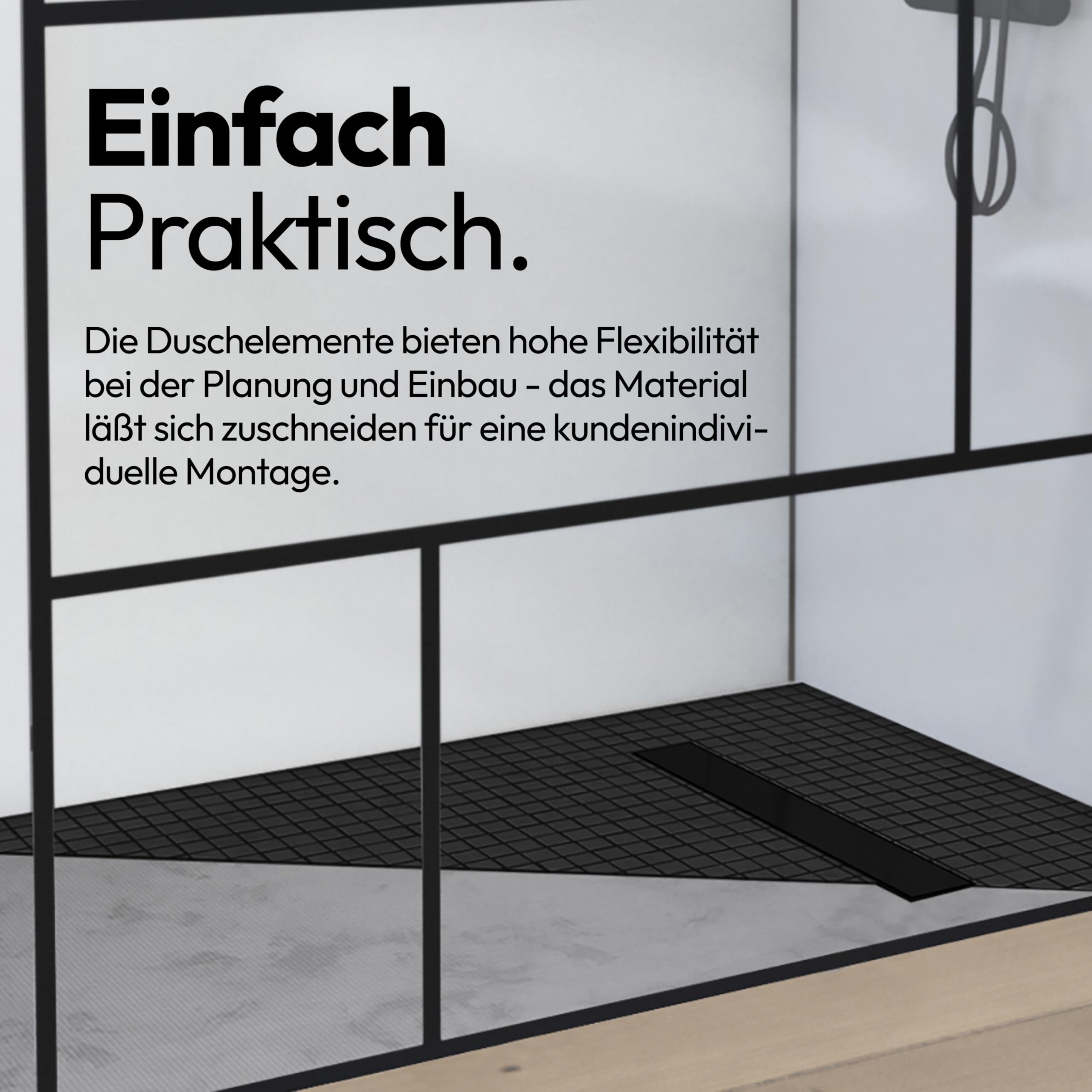 MARWELL Duschelement 90 x160 x 4 cm direkt befliesbar mit integrierter Ablaufrinne und waagerechtem Ablauf - bodeneben und barrierefrei einbaubar - integriertes Gefälle