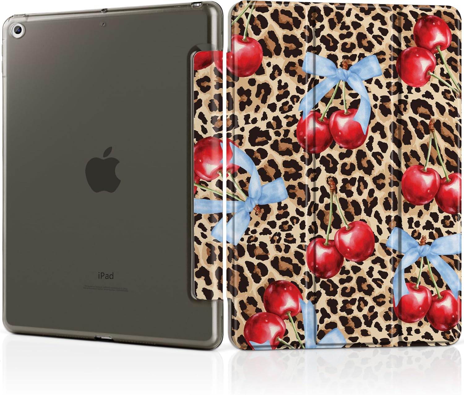 DONGKE Compatible with iPad 10.2 Inch Case 2021 2020 2019, Smart Lightweight Trifold Stand Hard Plastic Transparent Cover Support Auto Sleep/Wake for iPad 10.2" 9th/8th/7th Generation - Leopard