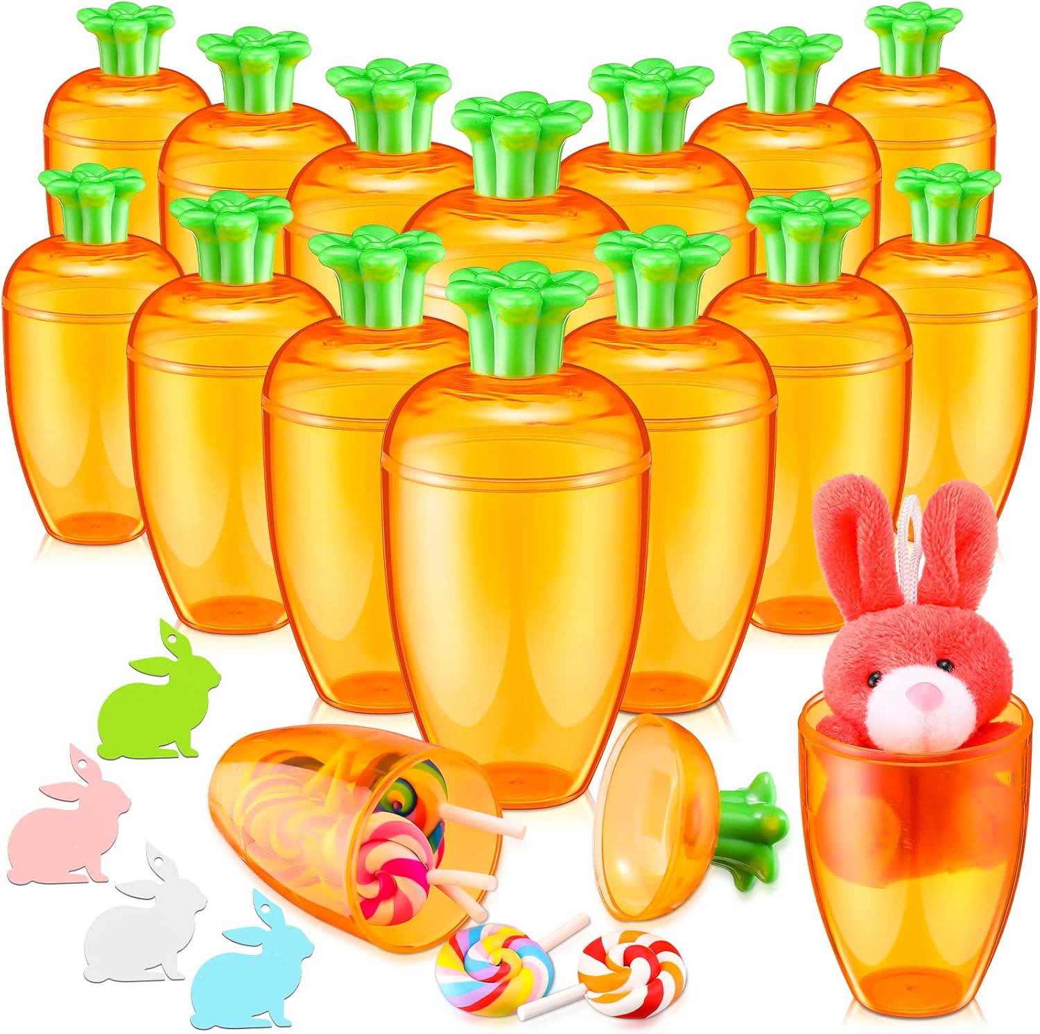 36 Pcs Fillable Easter Carrots Containers Plastic Bright