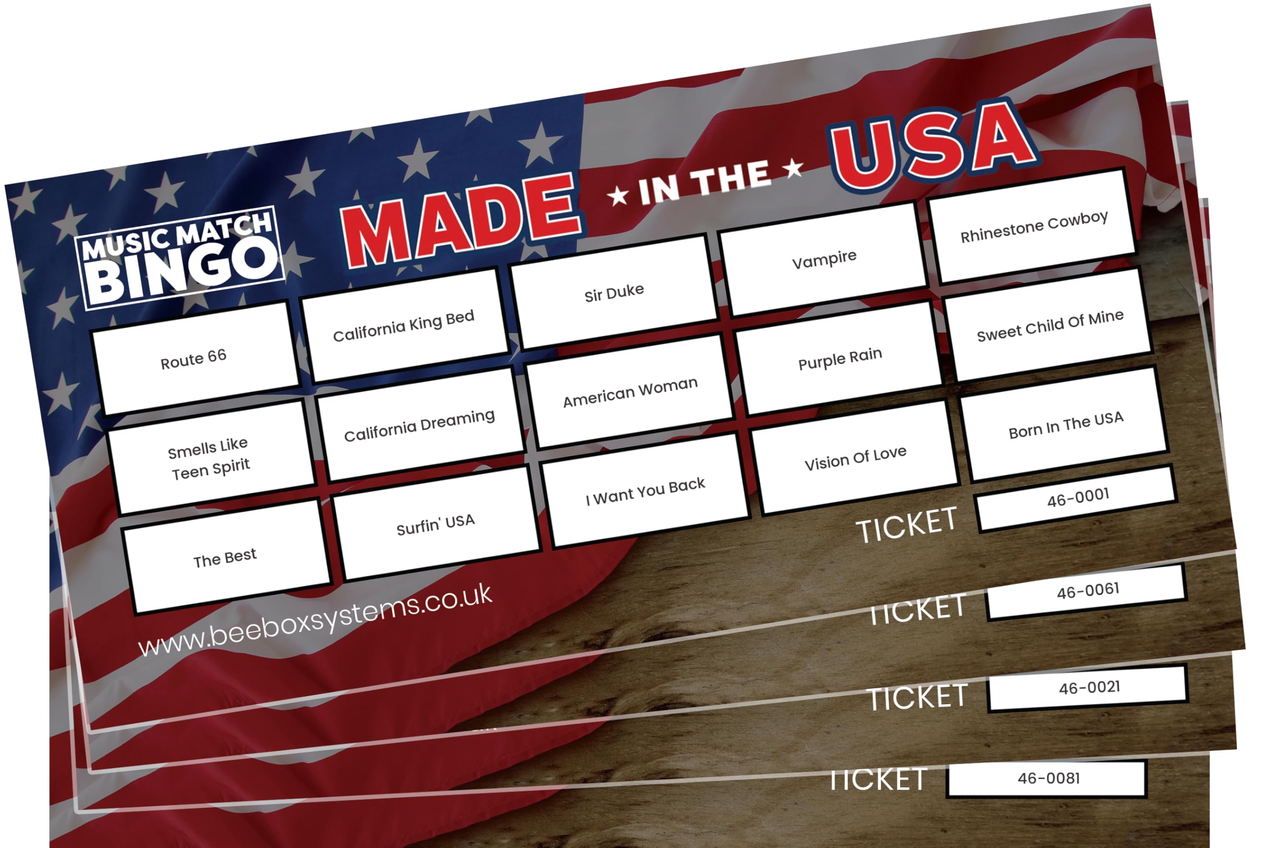 BeeBox Music Match Bingo Game Tickets, 120 Tickets Per Pack (Made in the USA)