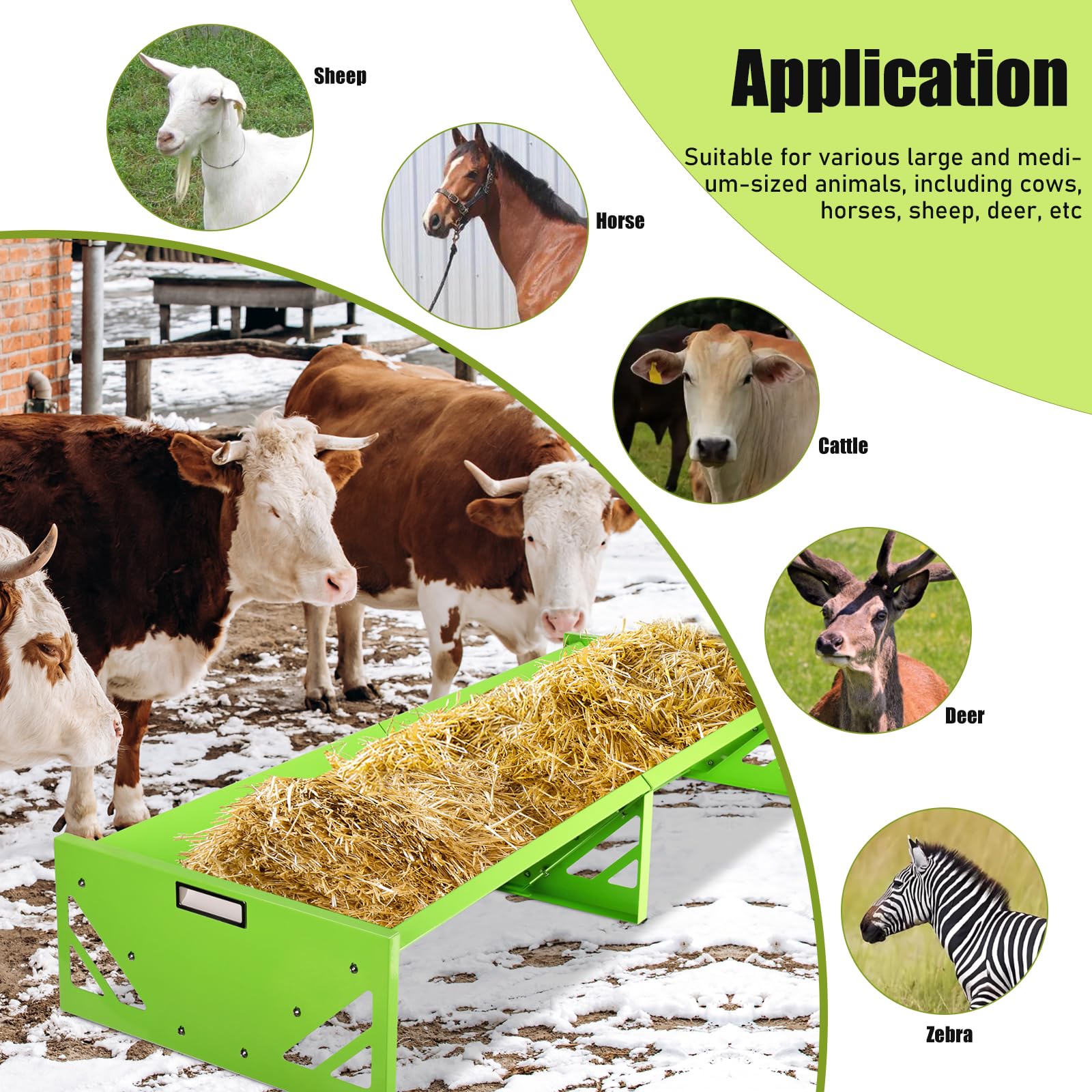 Comedero para Cabras 138 Cm Comedero para Ganado Comedero de Gran Capacidad Comedero MetáLico Comedero Resistente para Caballos Comedero para Ganado Vacuno, Vacas, Caballos, Ovejas, Cabras y Terneros