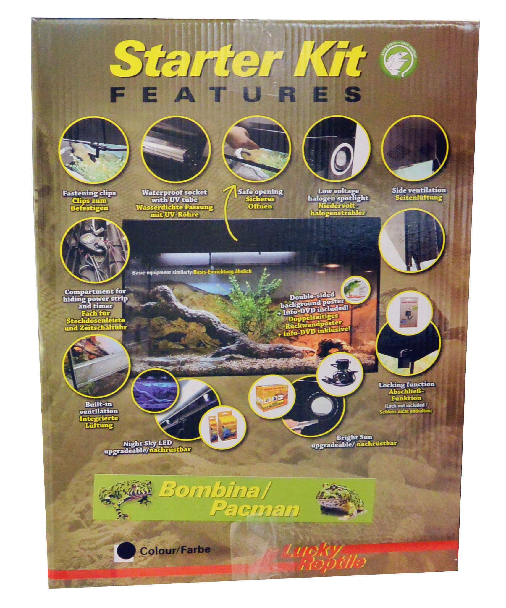 Lucky Reptile Starter Kit Bombina/Pacman 50 cm - hochwertiges Terrarium Komplettset für Frösche - Terrarien Set mit Glassteg & Innenfilter - Amphibien Starter Set für Einsteiger in schwarz