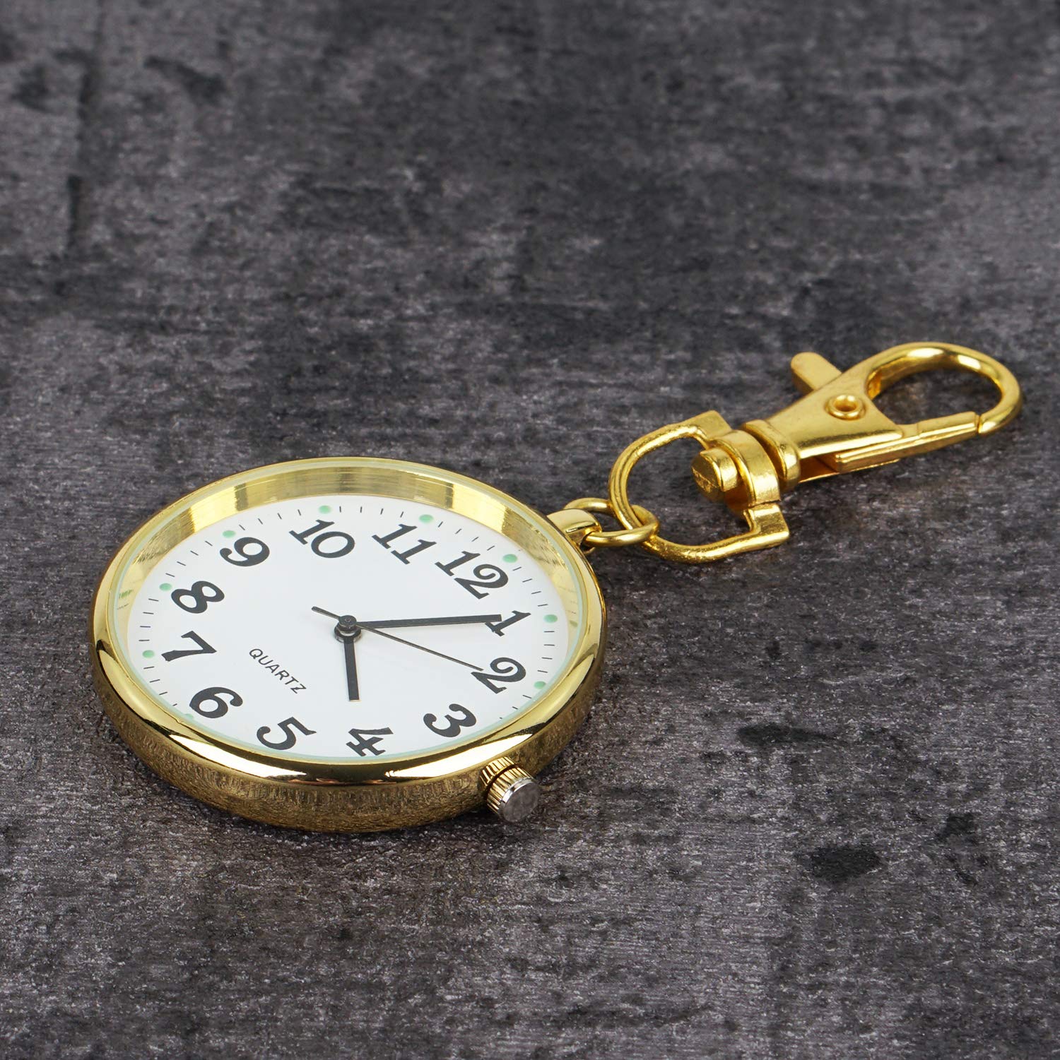 Reloj de Bolsillo Minimalista Cara Abierta Ultrafina con Hebilla de Llave Reloj de Bolsillo Unisex portátil Unisex(Bronze)