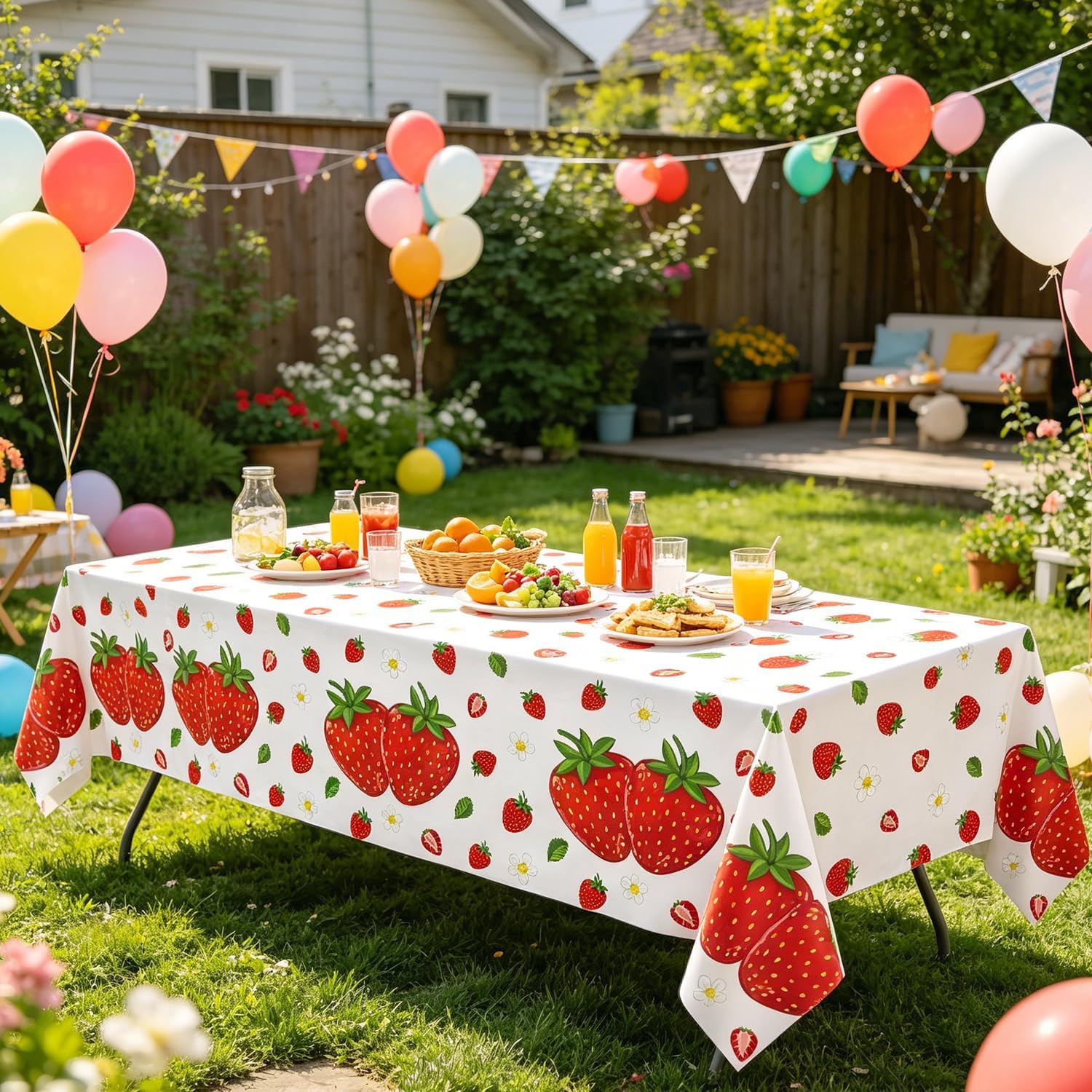 6 Pack Strawberry Table Cloth Strawberry Birthday Decorations Berry Sweet One Table Covers for Sweet Berry Party Supplies Cute Fruit Theme Decoration 86X51IN image 5