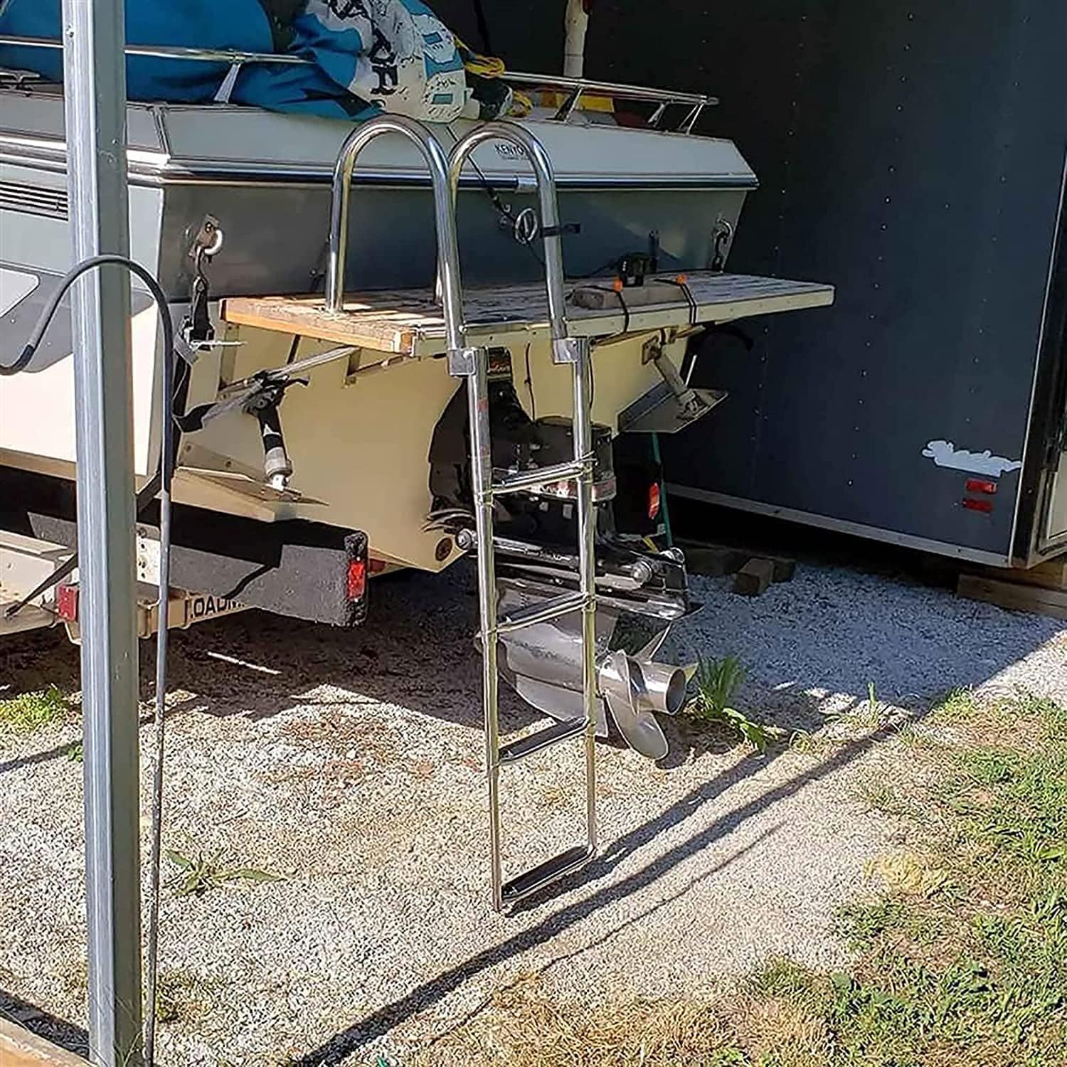 Scala di varo per Yacht, Scala per Barche a pontone a 4 gradini telescopica portante 440 libbre, scaletta Pieghevole per Barche a 4 sezioni, per Yacht Marino/Piscina
